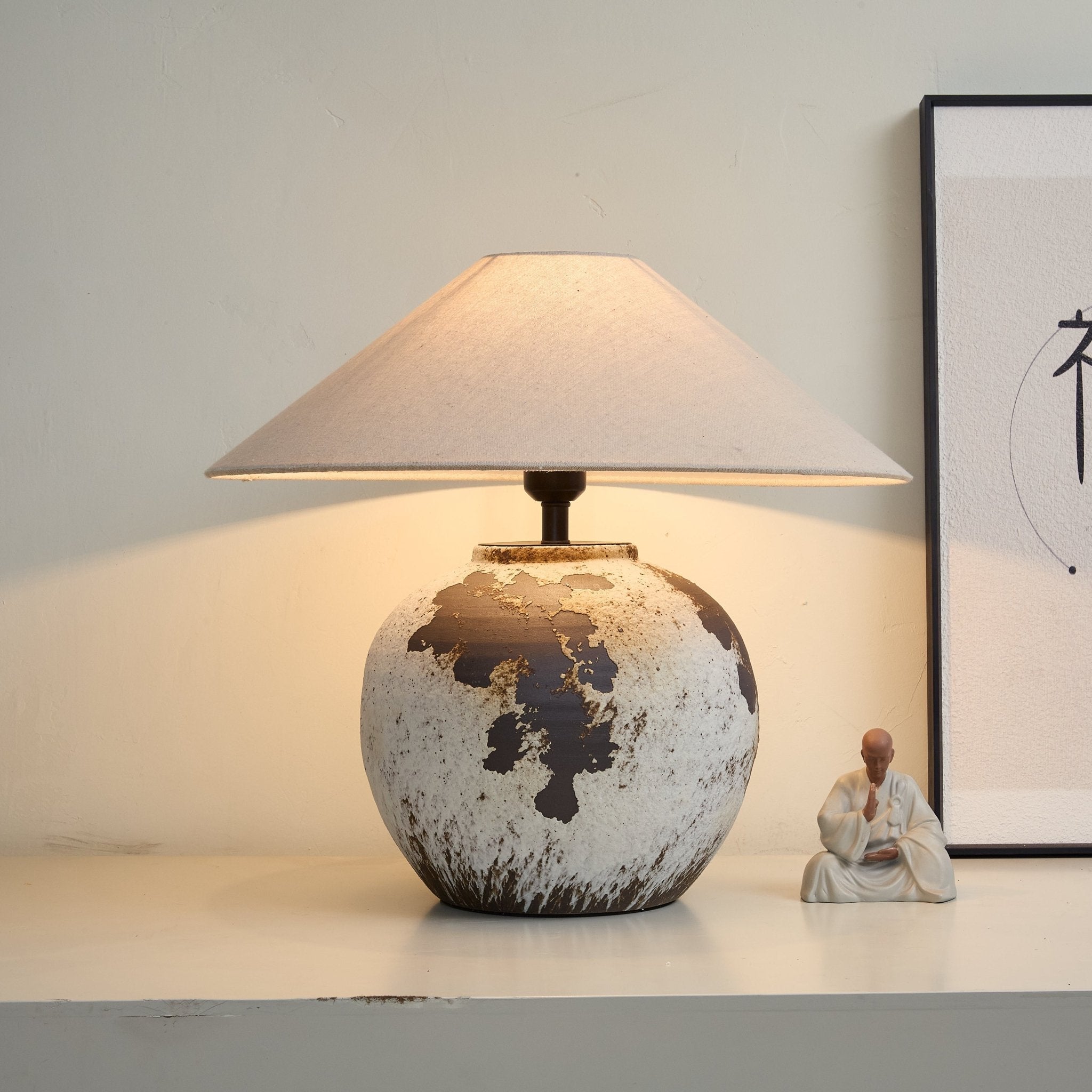 Speckled Modern Fabric & Ceramics Table Lamp