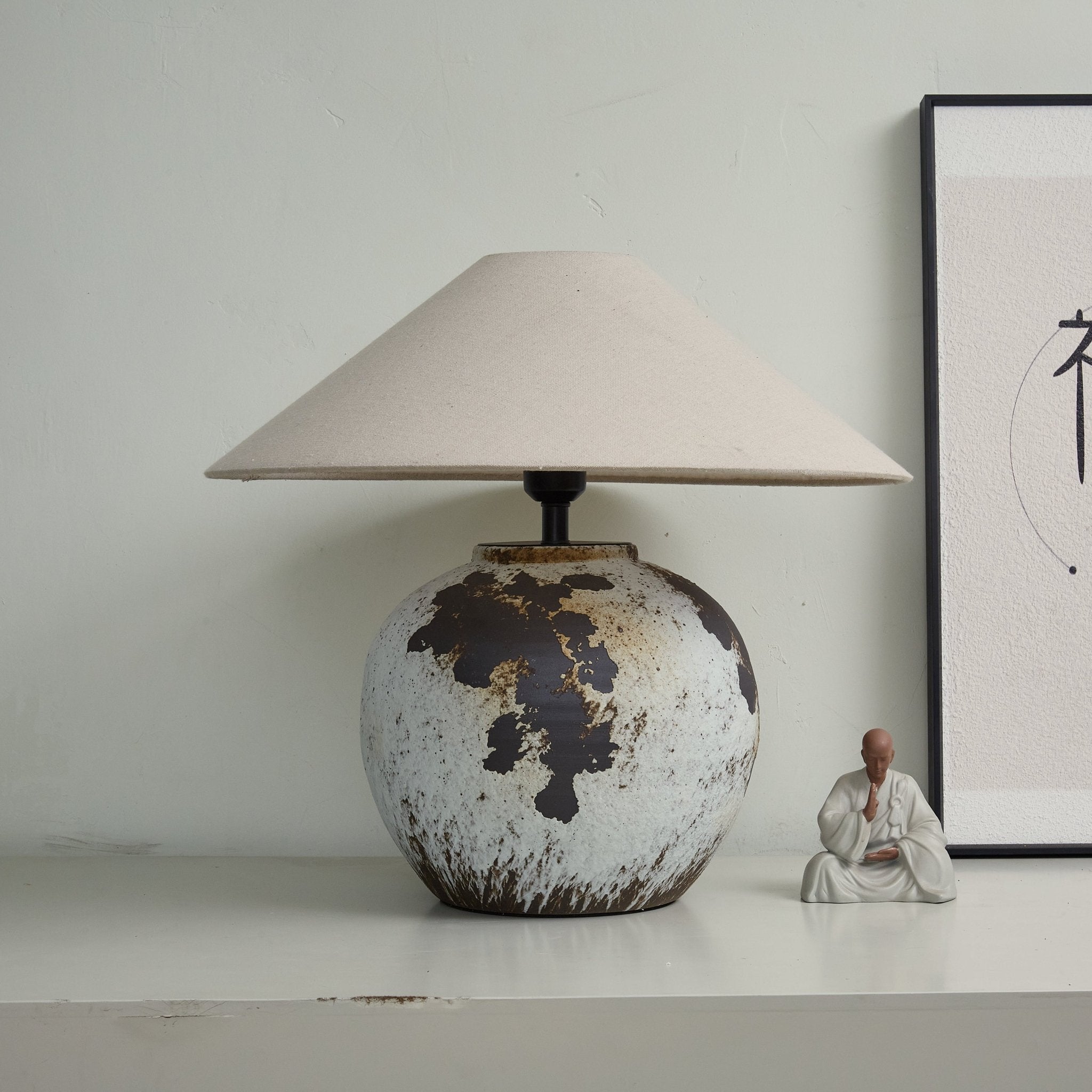 Speckled Modern Fabric & Ceramics Table Lamp