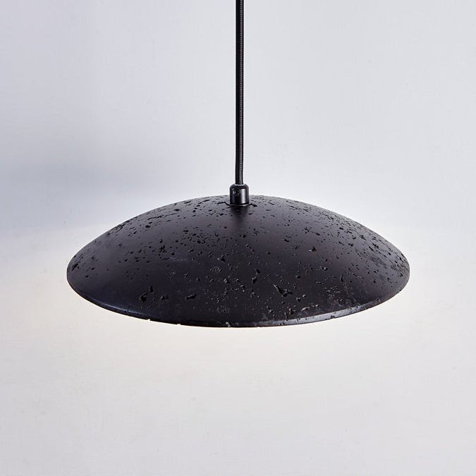 Saucer Modern Travertine & Wood Pendant light