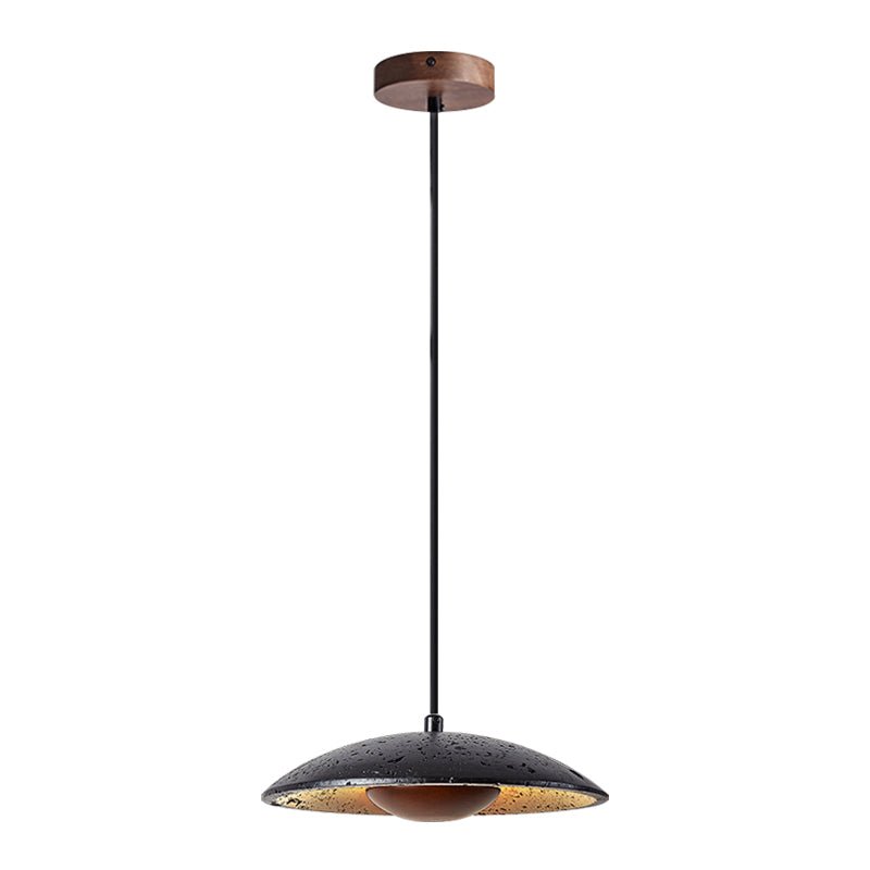 Saucer Modern Travertine & Wood Pendant light