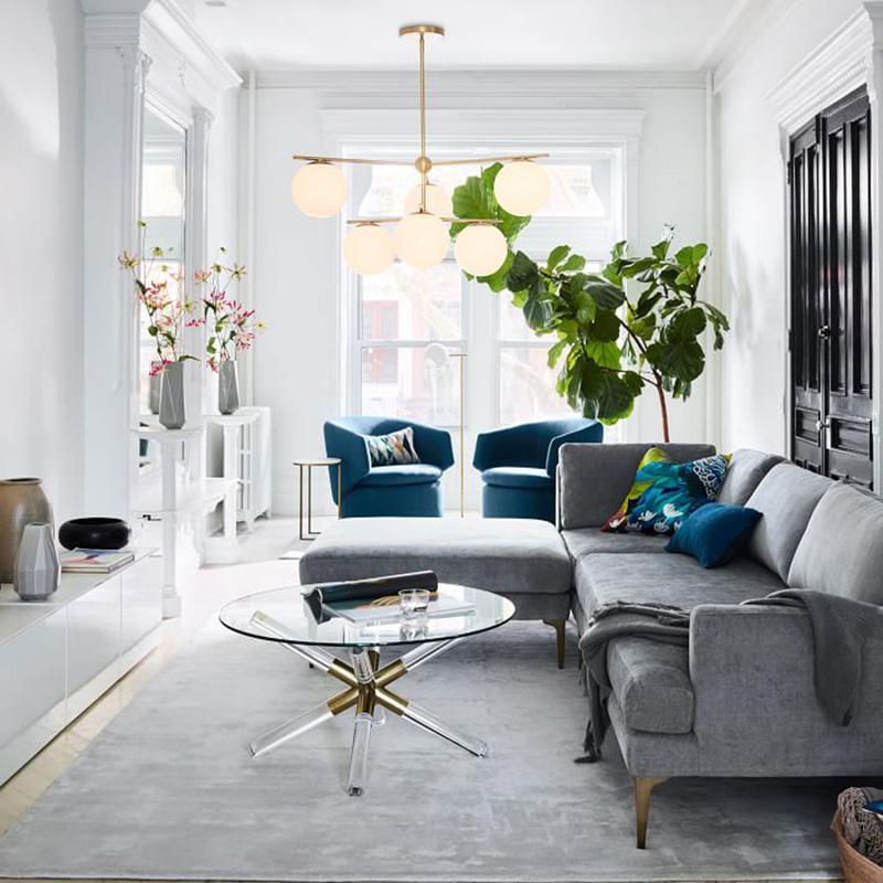 Lustra Chandelier Sphere & Stem Modern Gold LED - Letslighting