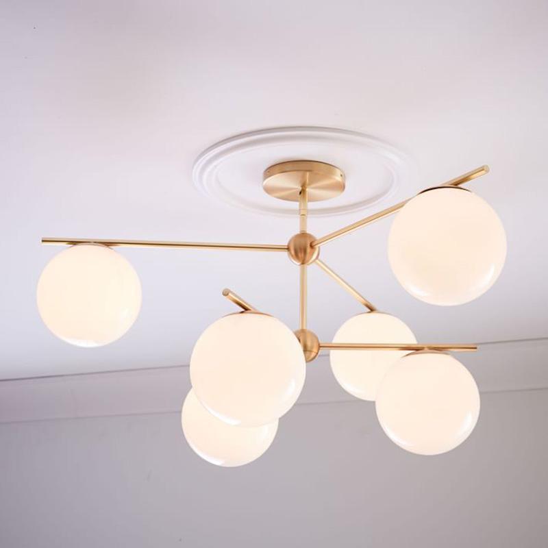 Lustra Chandelier Sphere & Stem Modern Gold LED - Letslighting