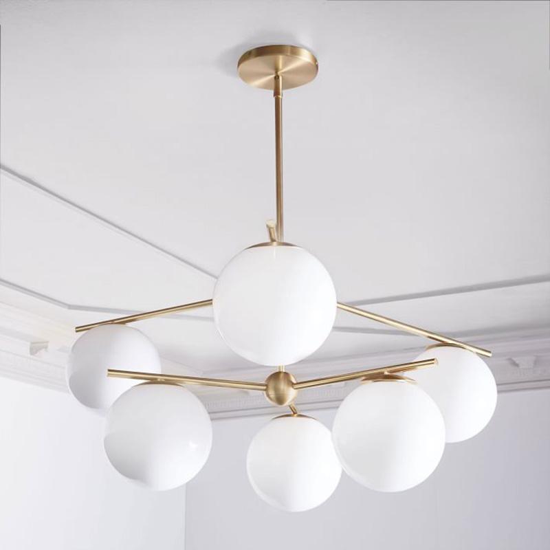 Lustra Chandelier Sphere & Stem Modern Gold LED - Letslighting