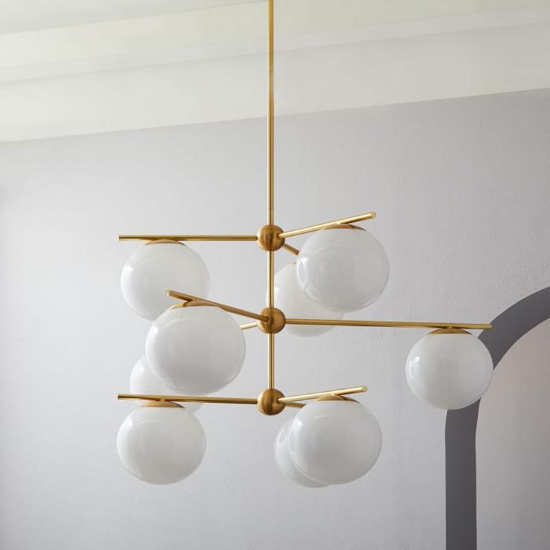 Lustra Chandelier Sphere & Stem Modern Gold LED - Letslighting