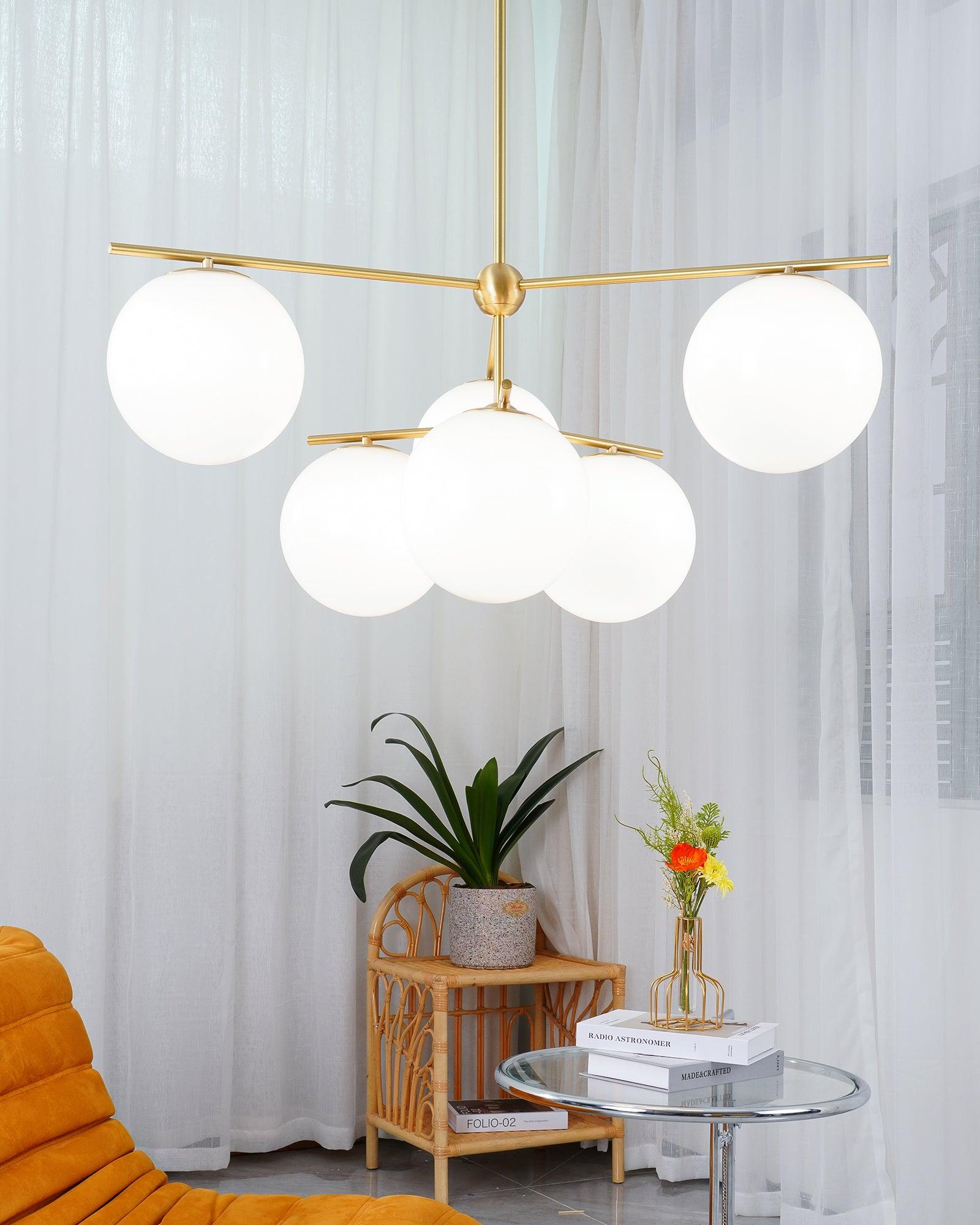 Lustra Chandelier Sphere & Stem Modern Gold LED - Letslighting