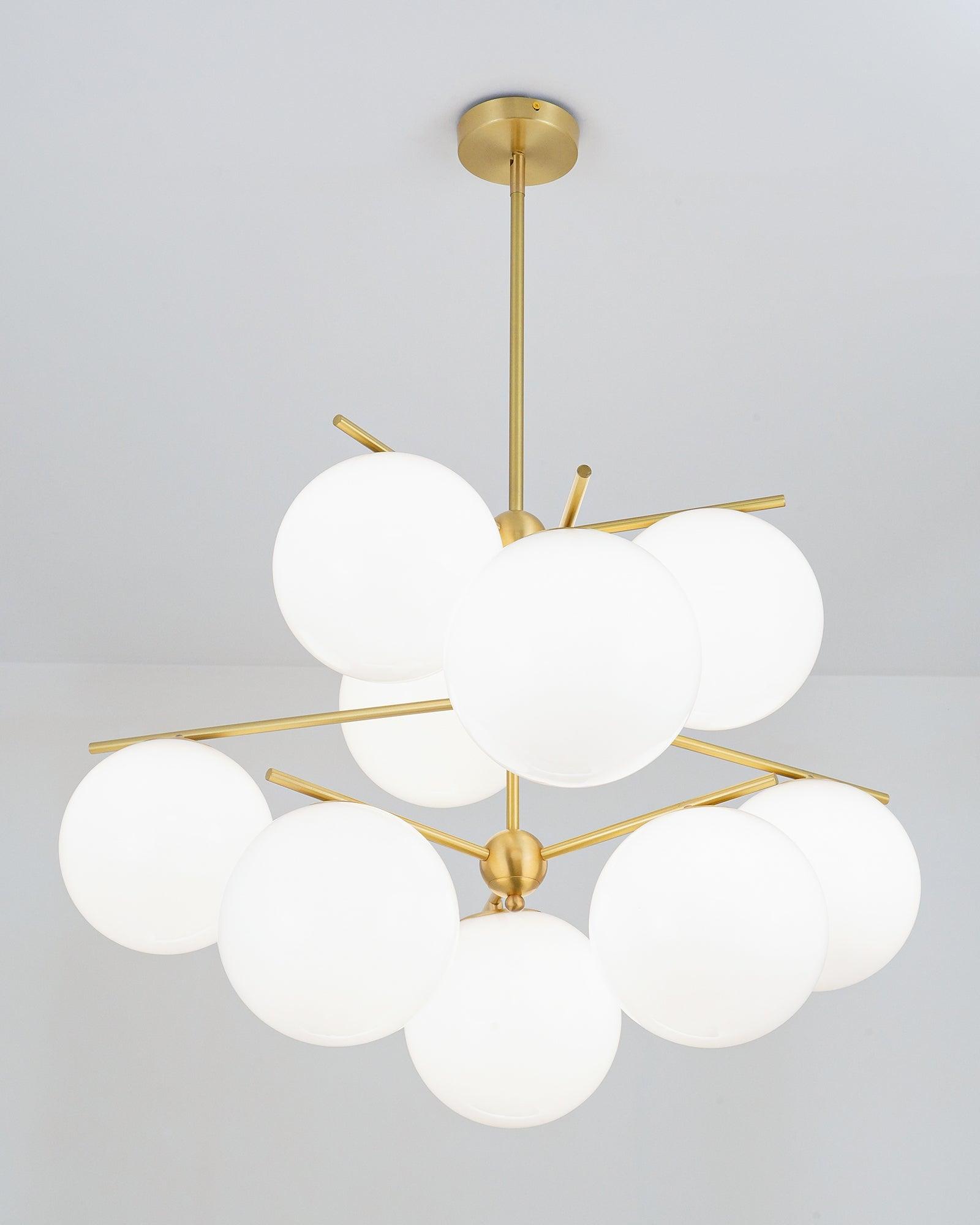 Lustra Chandelier Sphere & Stem Modern Gold LED - Letslighting