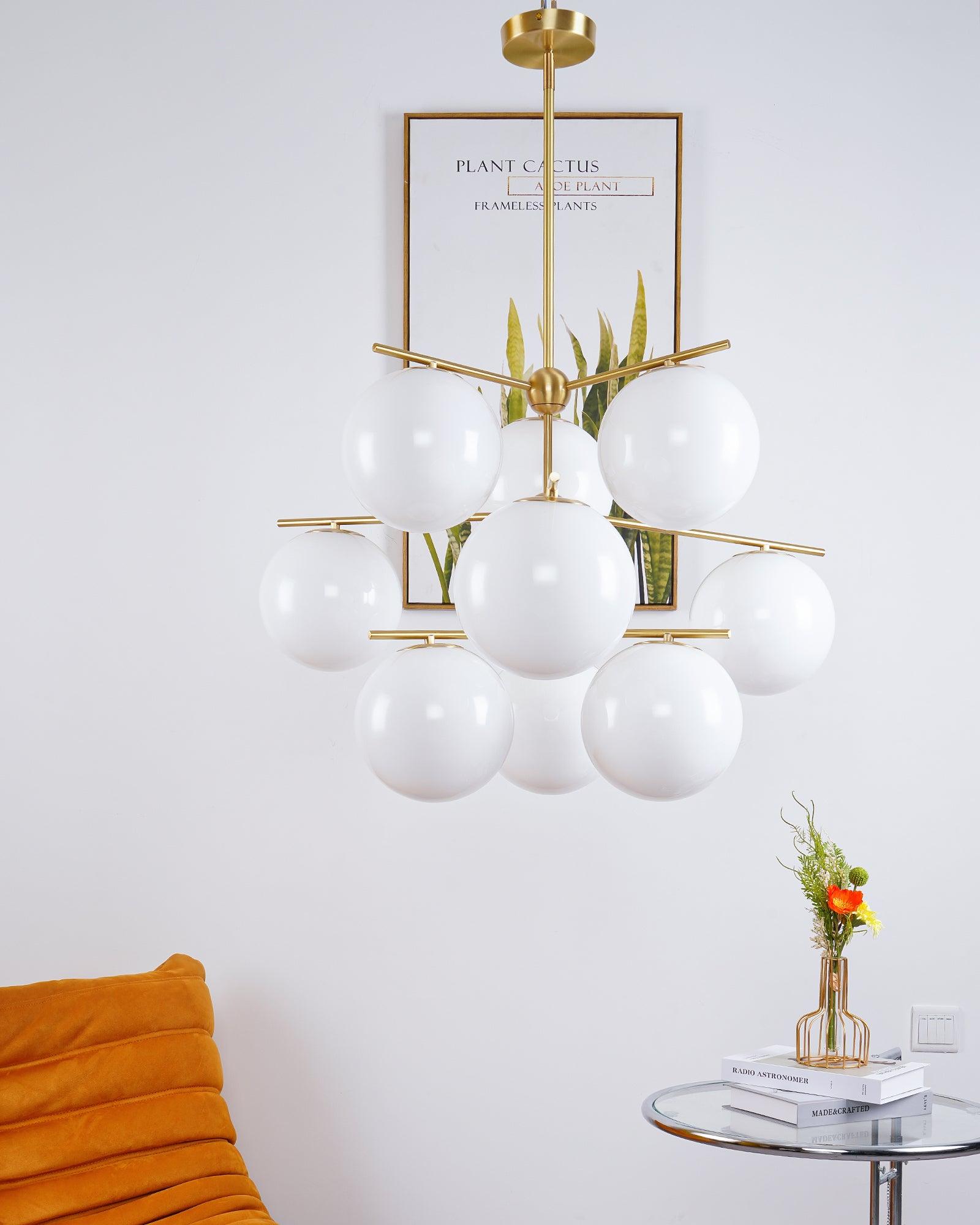 Lustra Chandelier Sphere & Stem Modern Gold LED - Letslighting