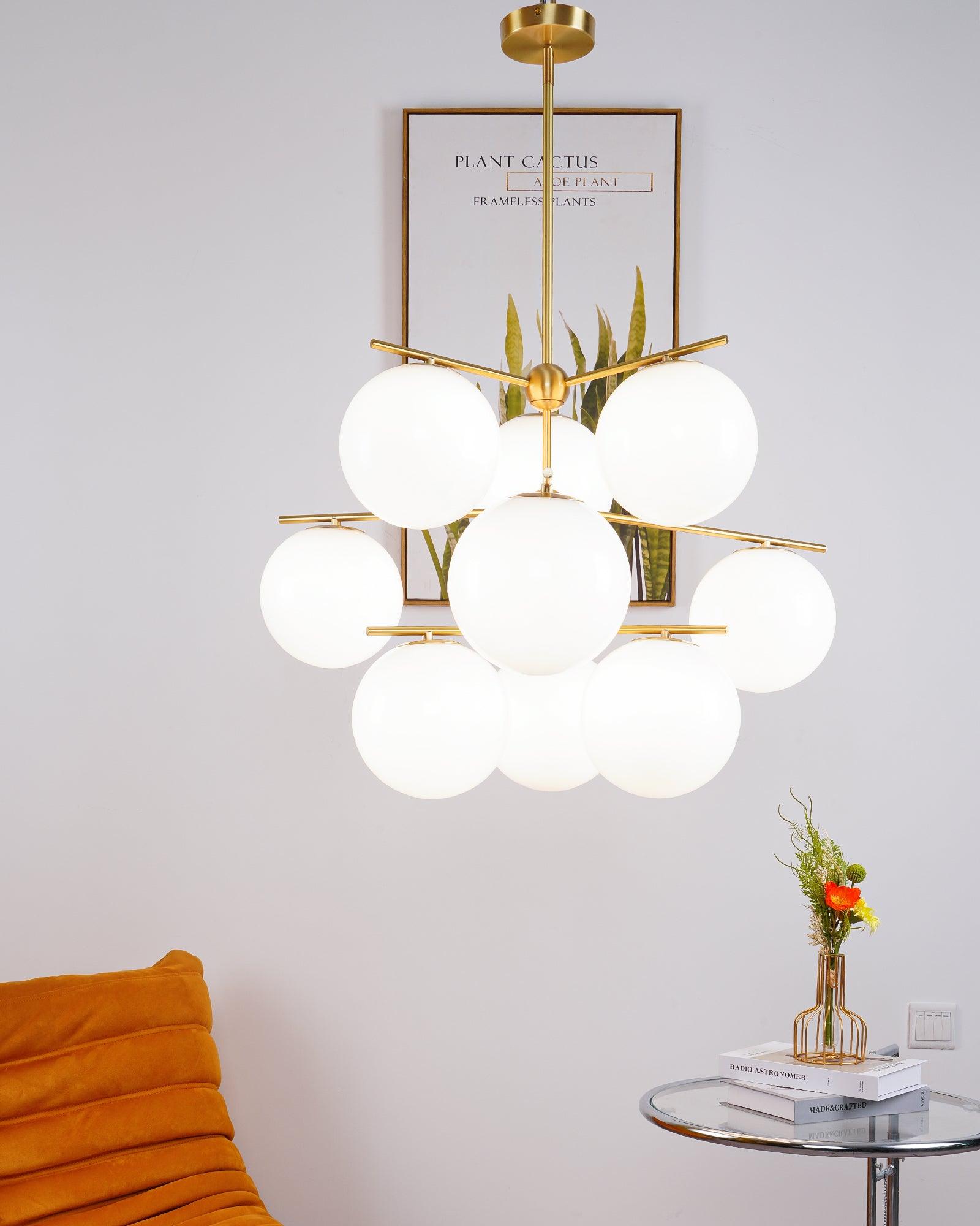 Lustra Chandelier Sphere & Stem Modern Gold LED - Letslighting
