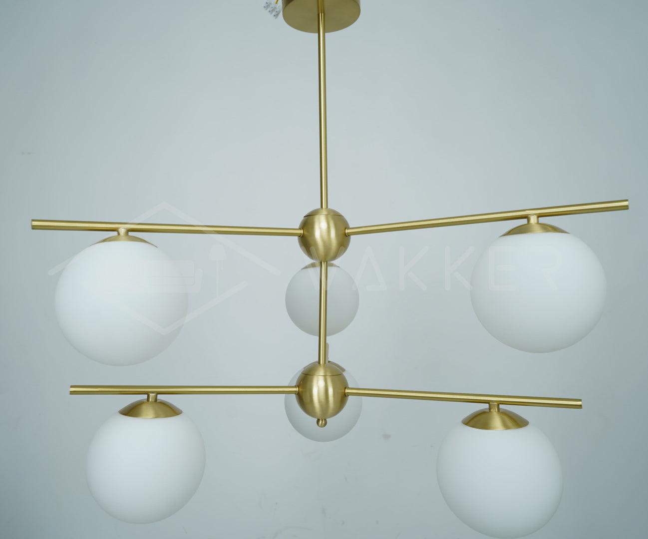Lustra Chandelier Sphere & Stem Modern Gold LED - Letslighting
