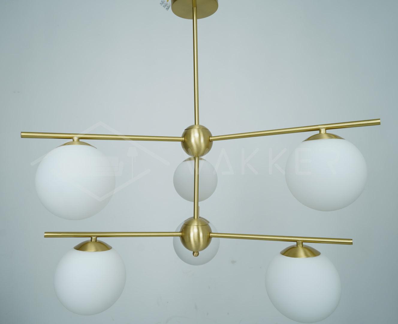 Lustra Chandelier Sphere & Stem Modern Gold LED - Letslighting
