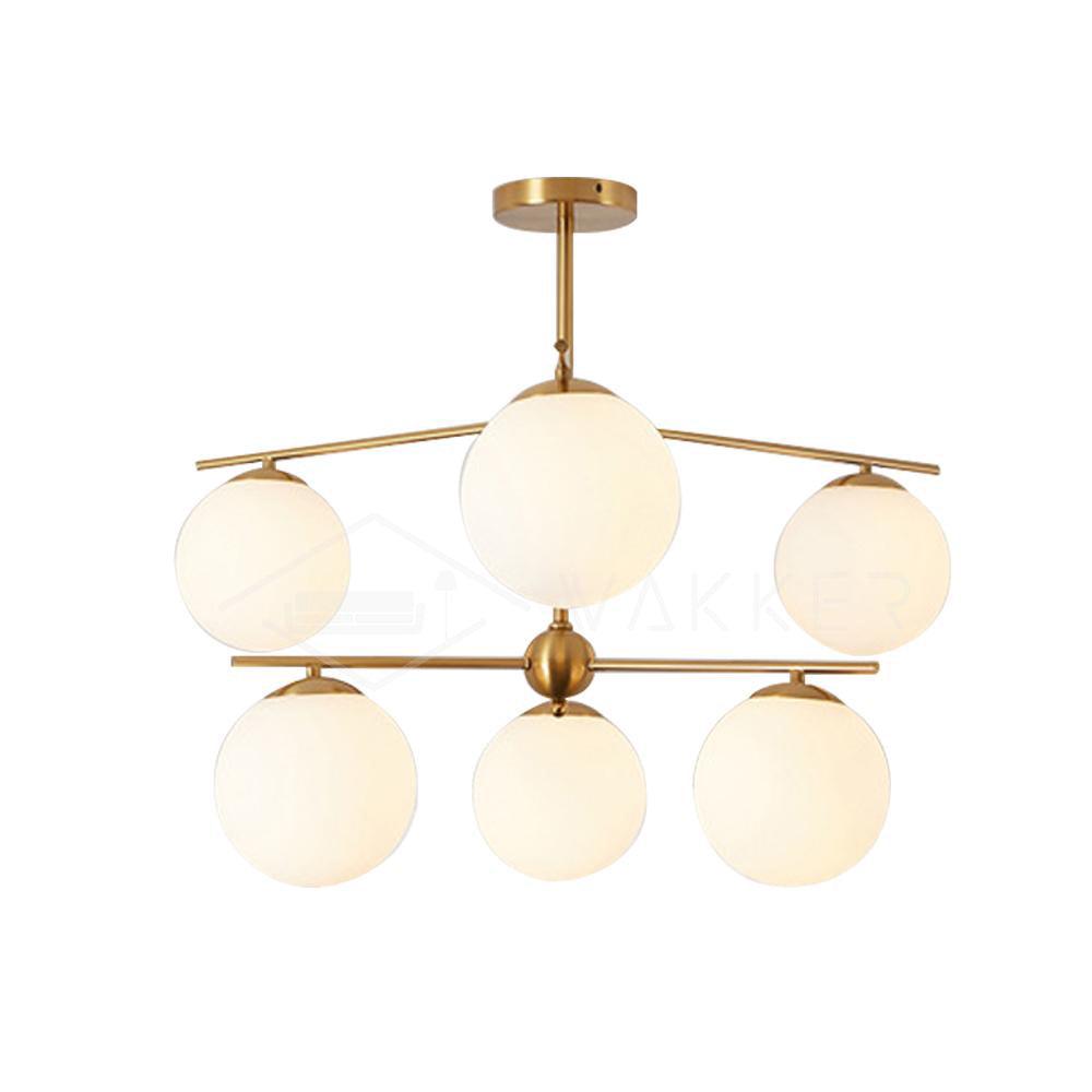 Lustra Chandelier Sphere & Stem Modern Gold LED - Letslighting
