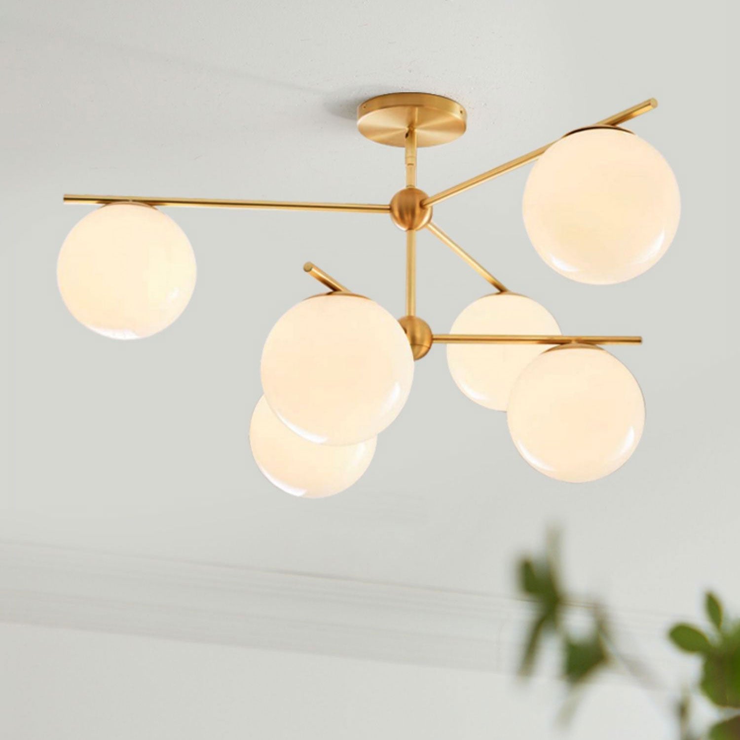 Lustra Chandelier Sphere & Stem Modern Gold LED - Letslighting