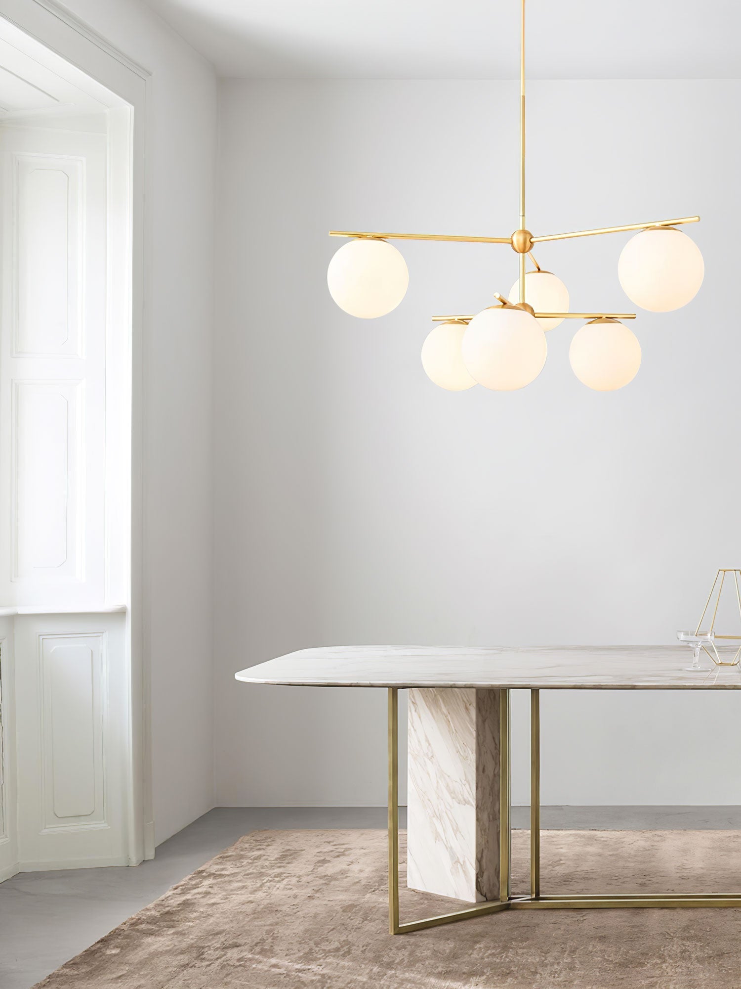 Lustra Chandelier Sphere & Stem Modern Gold LED - Letslighting