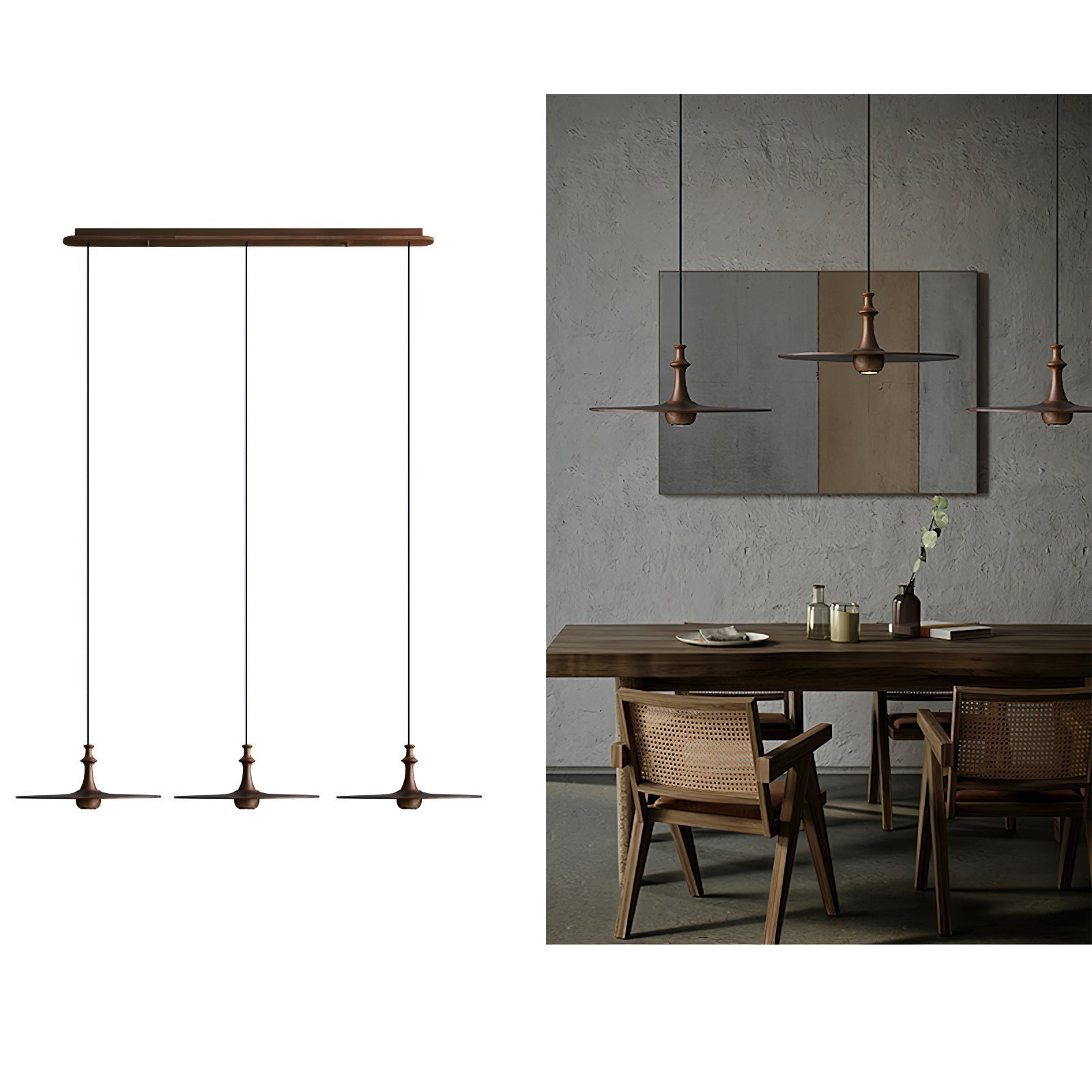 Syrinyra Sculptural Wood Disc Pendant Light - Letslighting