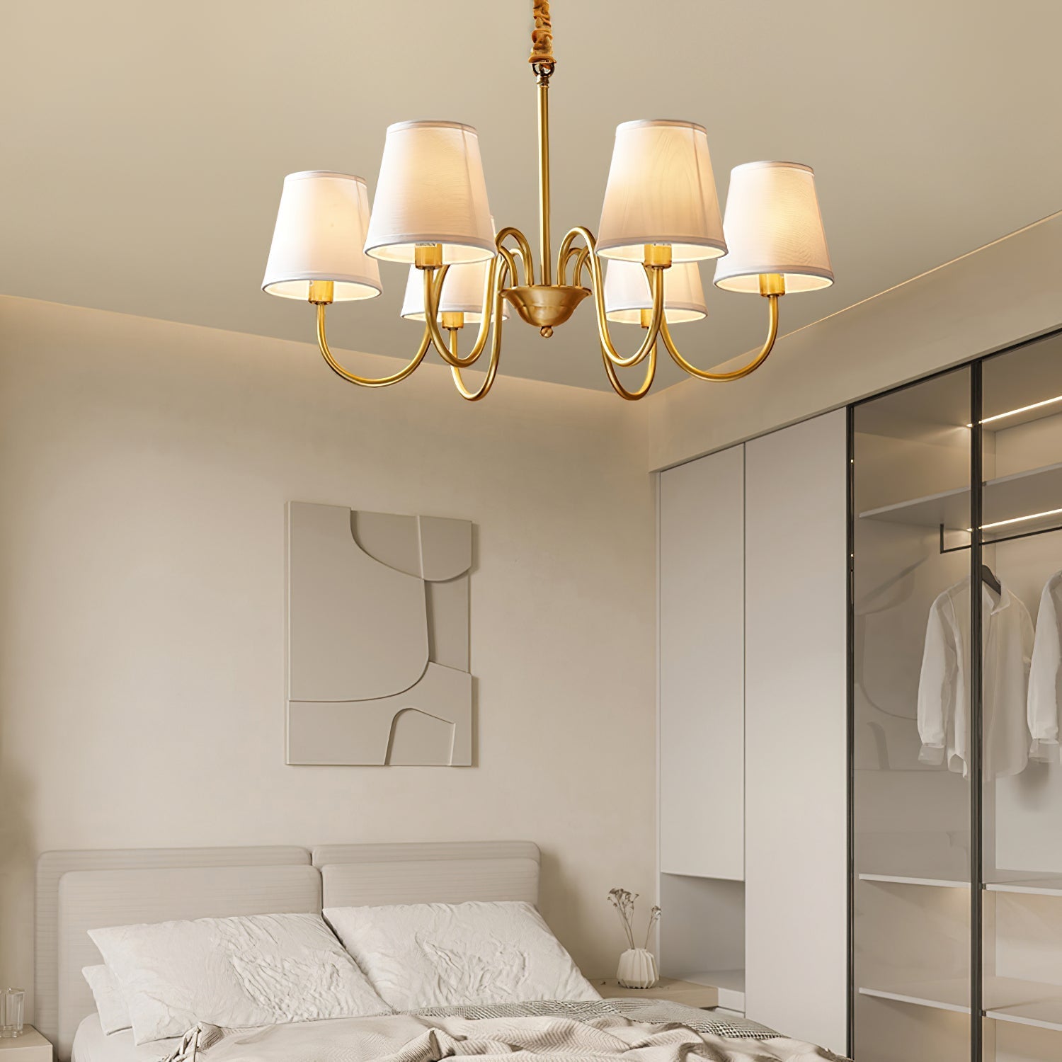 Aged Traditional Stacey Fabric Chandelier - Letslighting