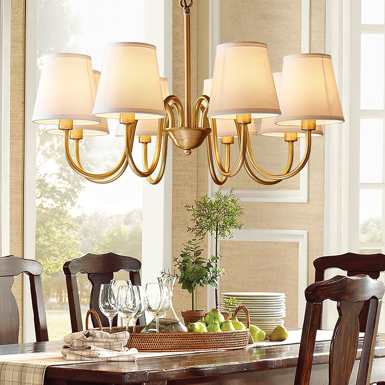 Aged Traditional Stacey Fabric Chandelier - Letslighting
