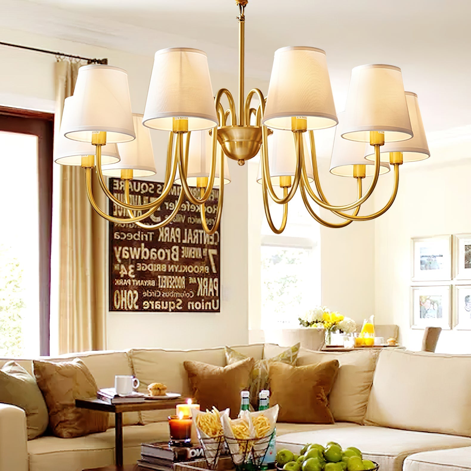 Aged Traditional Stacey Fabric Chandelier - Letslighting