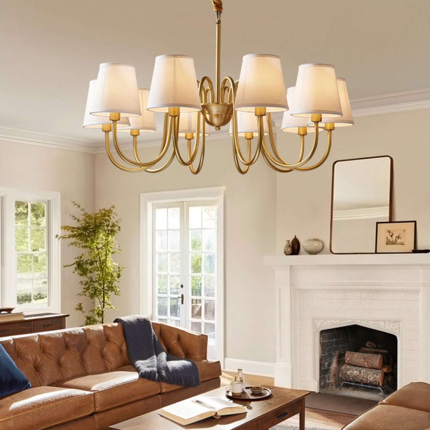 Aged Traditional Stacey Fabric Chandelier - Letslighting