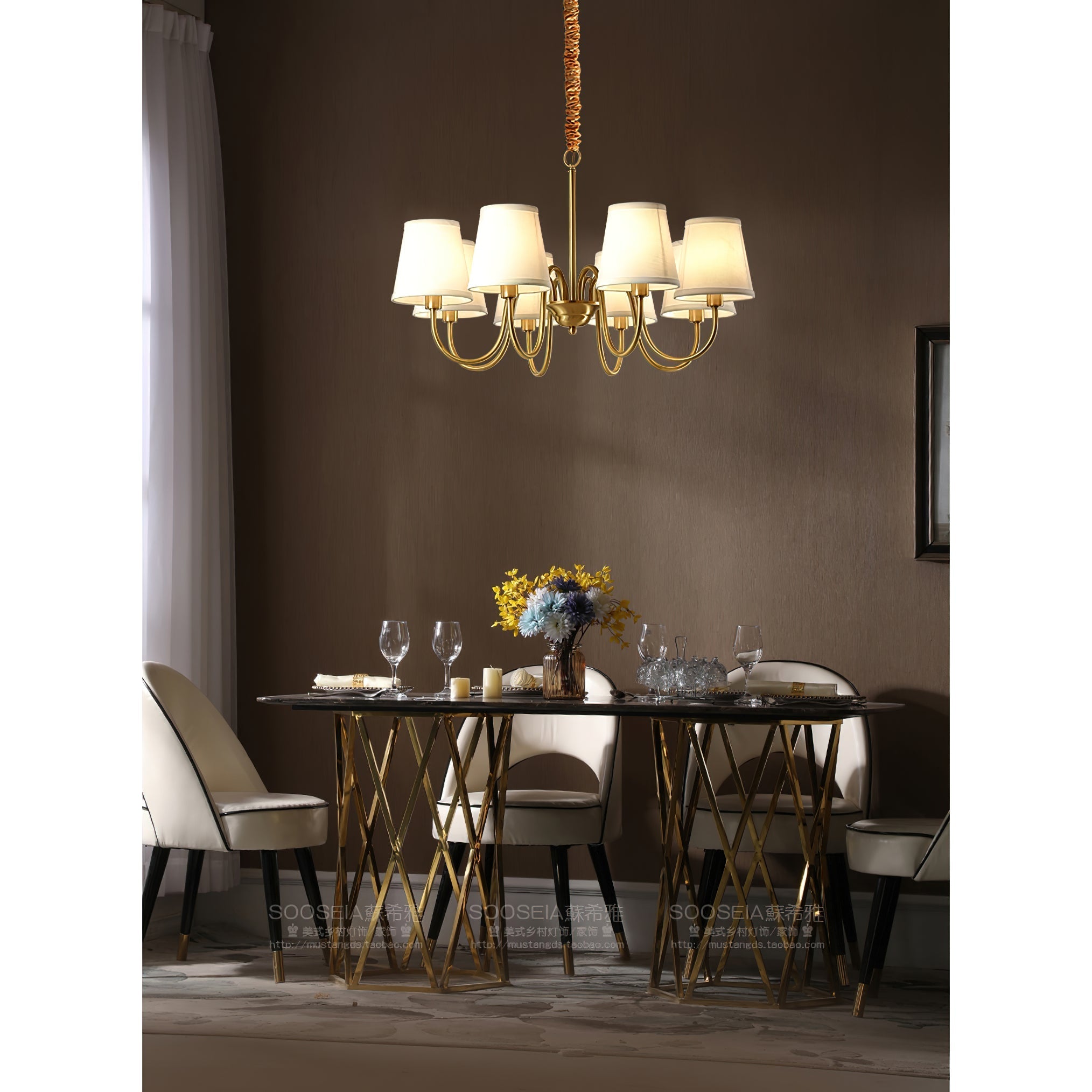 Aged Traditional Stacey Fabric Chandelier - Letslighting