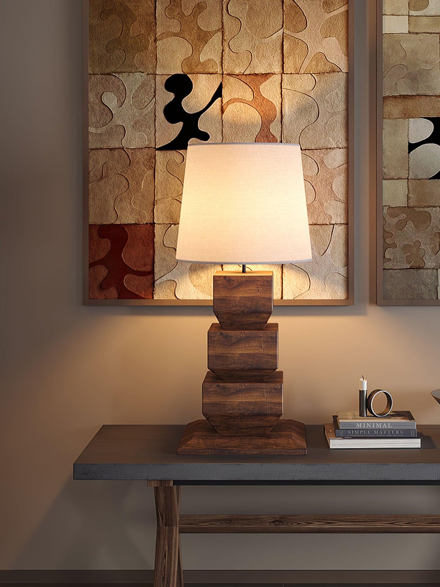 Blocka Stacked Wooden Table Lamp - Letslighting