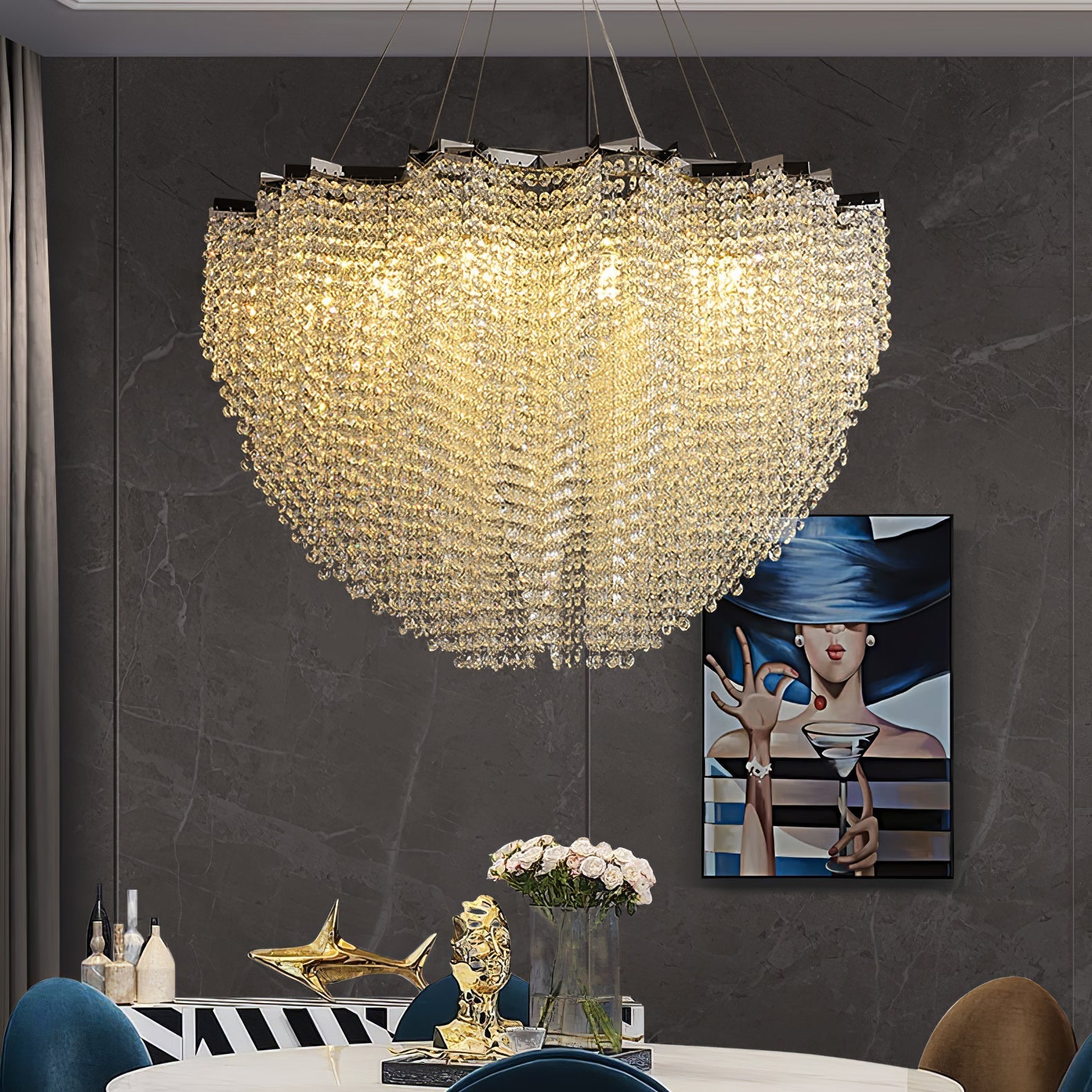 Zashayra Crystal Column Chandelier - Letslighting
