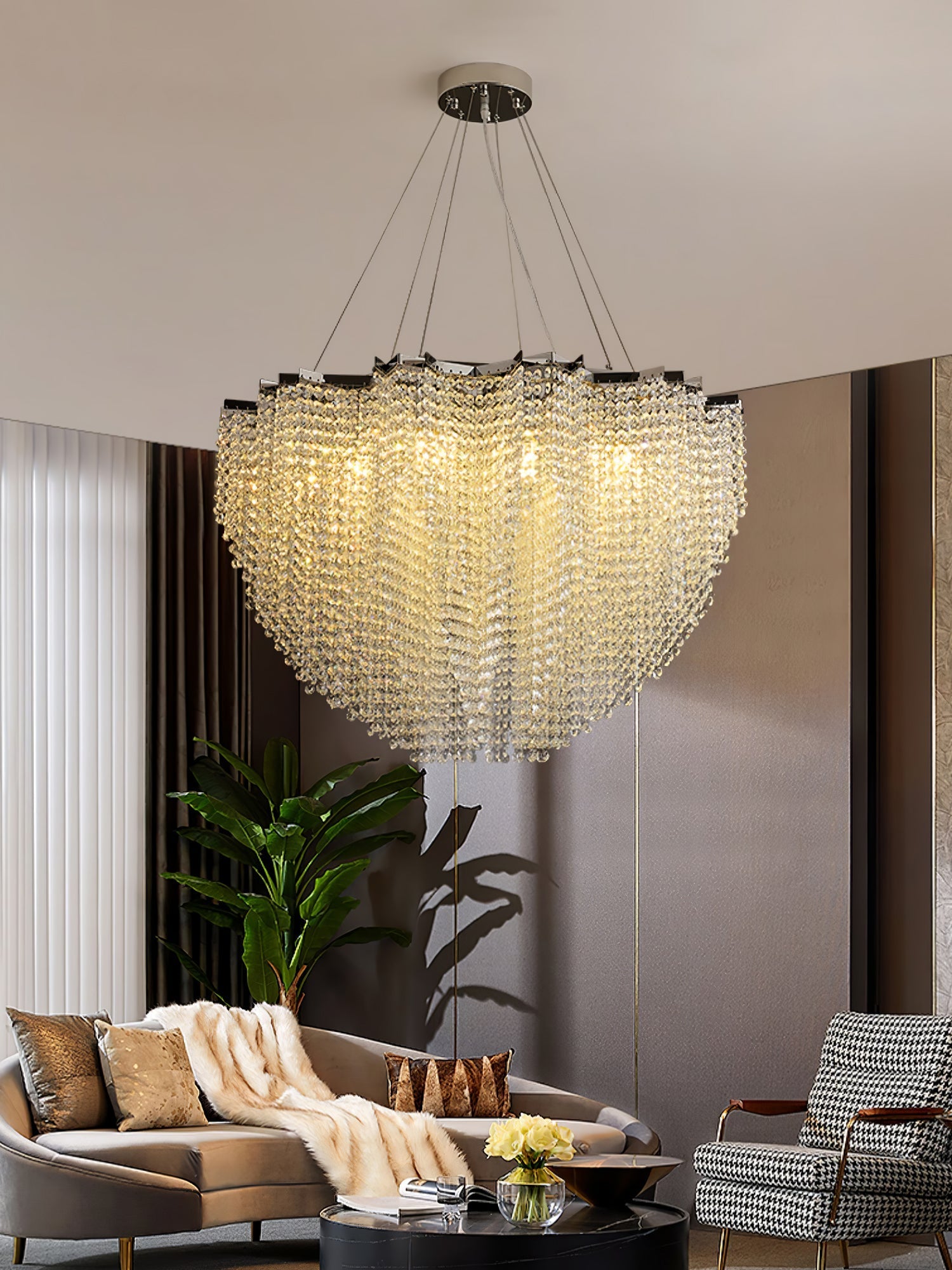 Zashayra Crystal Column Chandelier - Letslighting