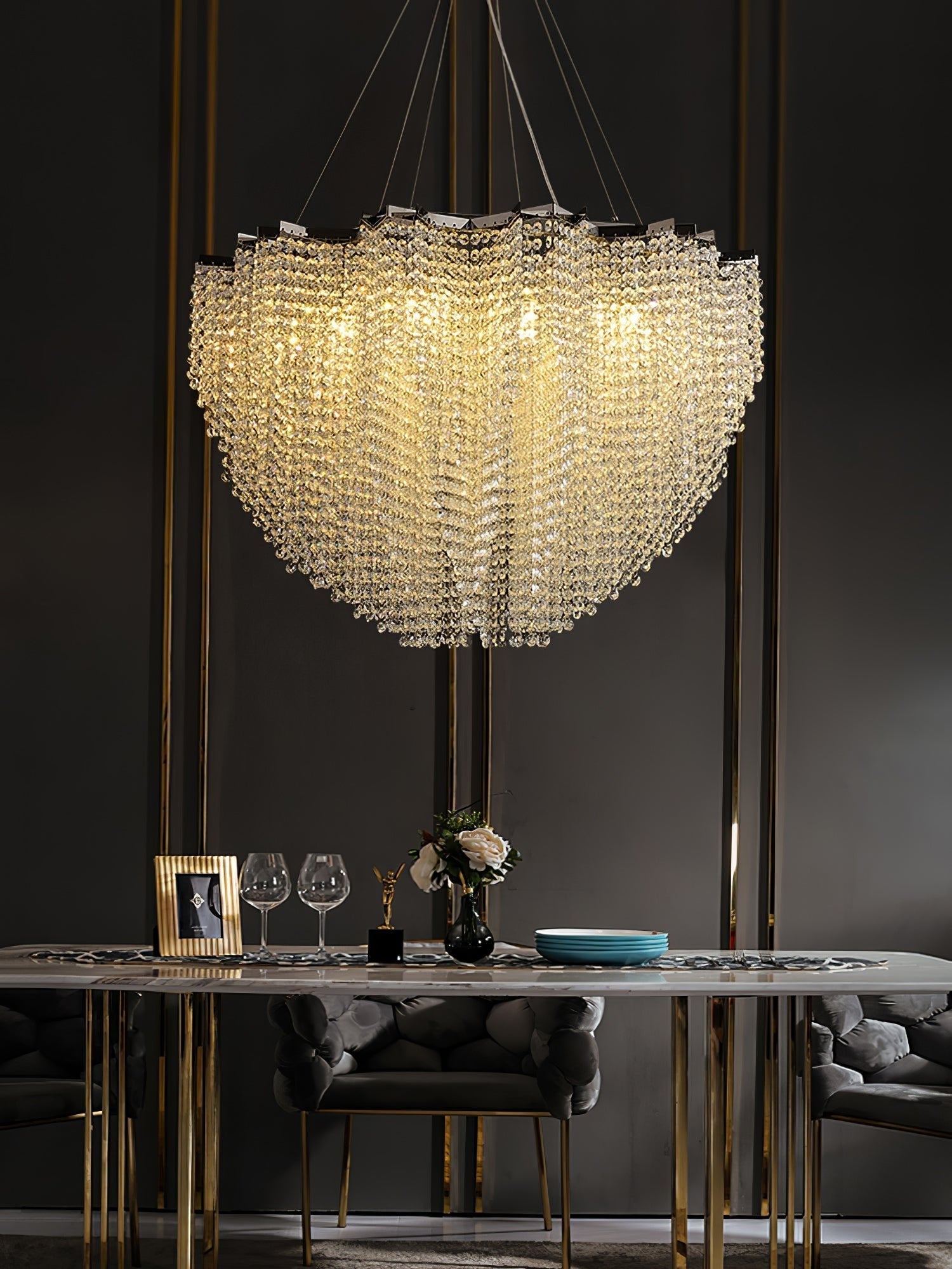 Zashayra Crystal Column Chandelier - Letslighting