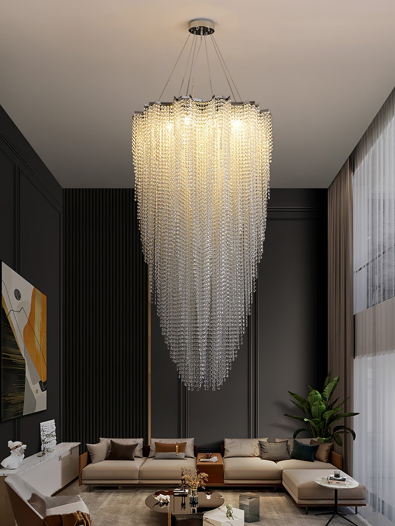 Zashayra Crystal Column Chandelier - Letslighting