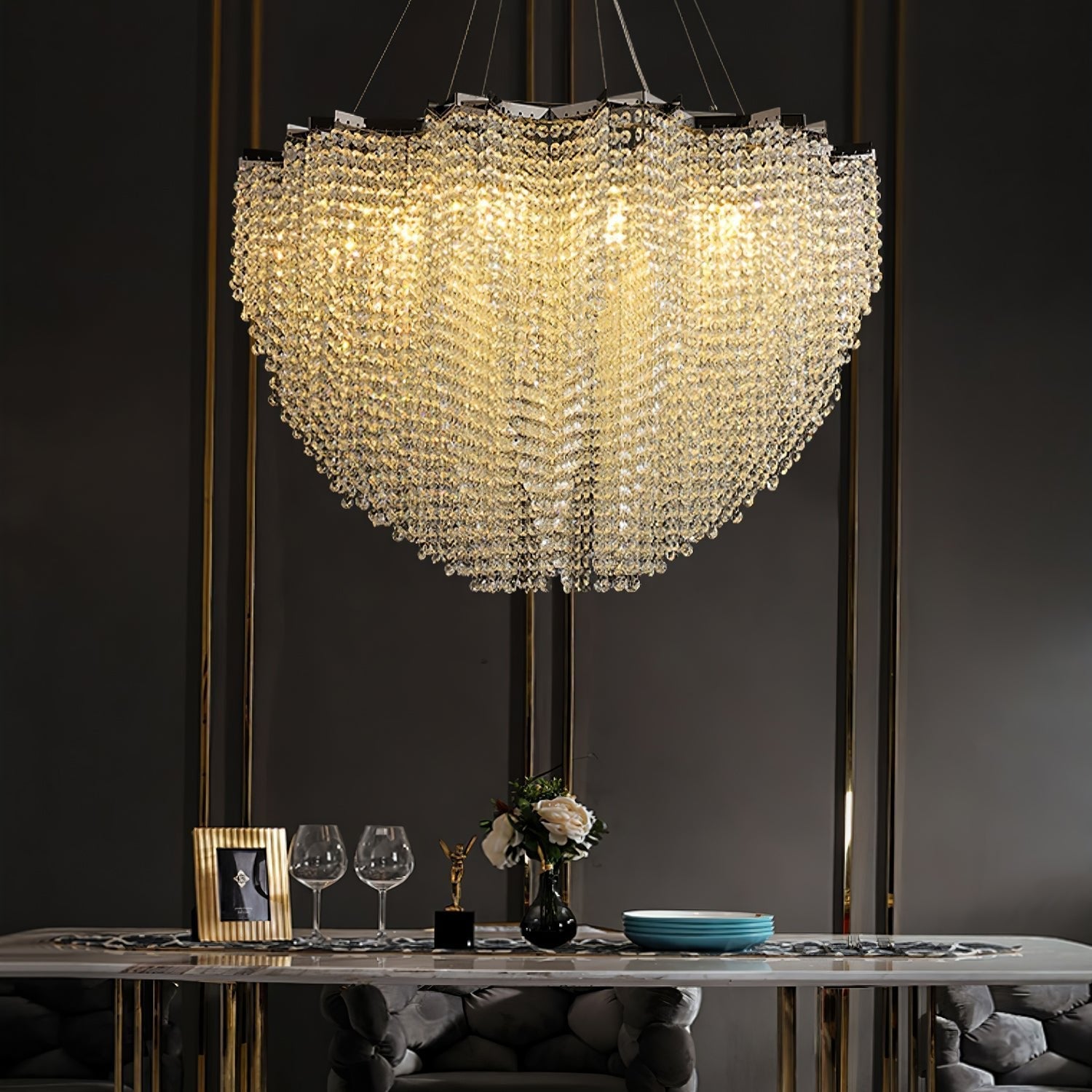 Zashayra Crystal Column Chandelier - Letslighting