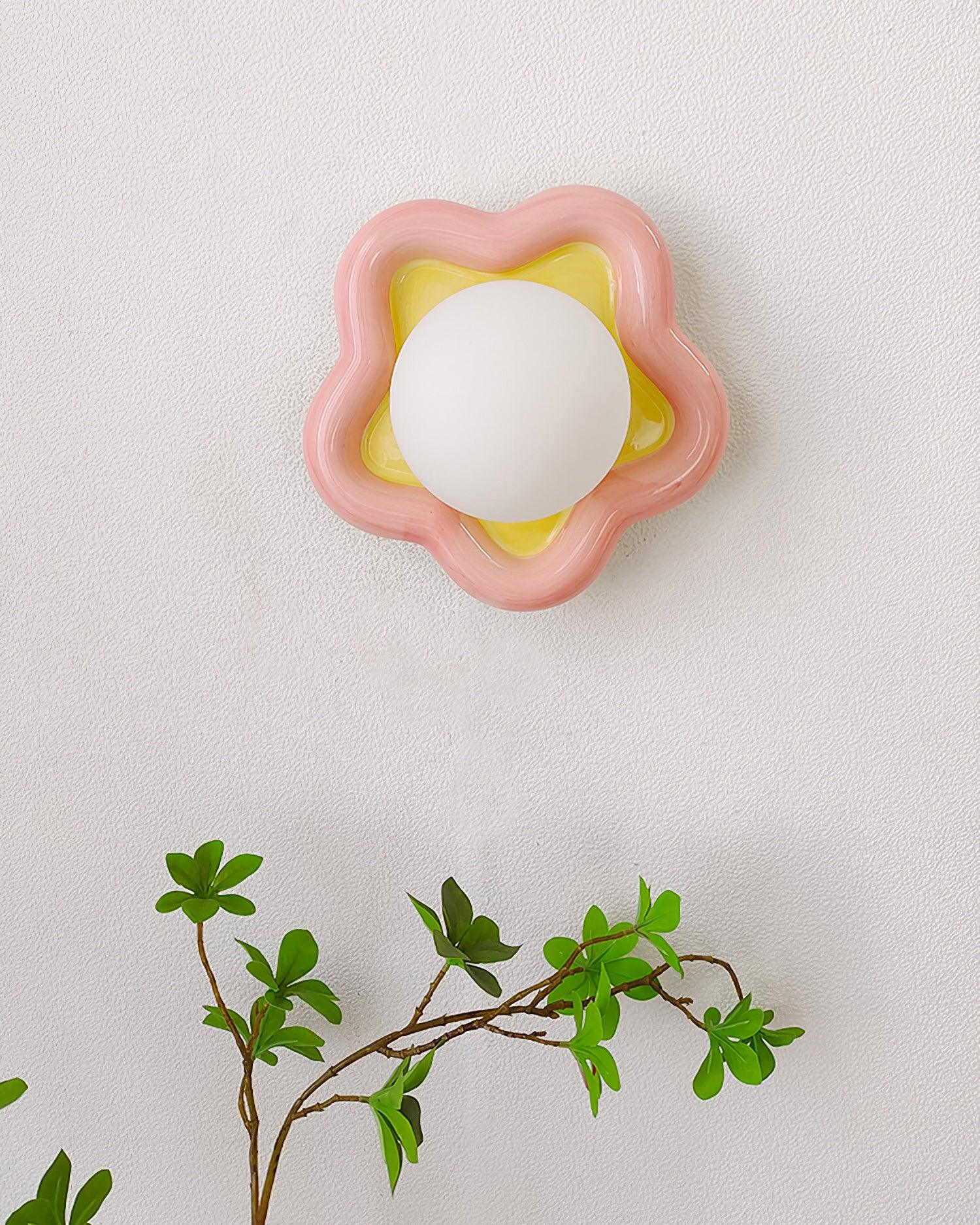 Petani Pink Yellow Flower Wall Light - Letslighting