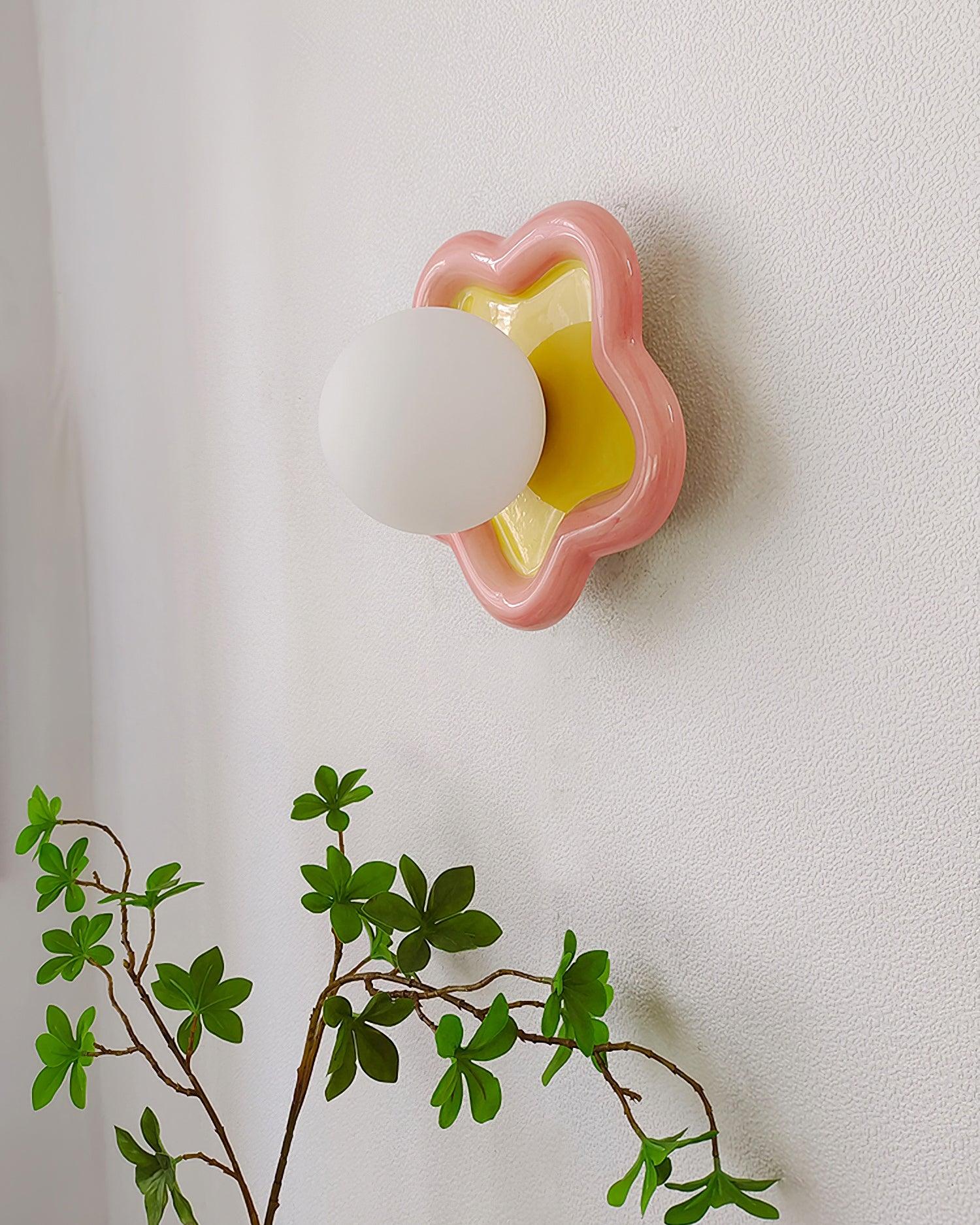 Petani Pink Yellow Flower Wall Light - Letslighting