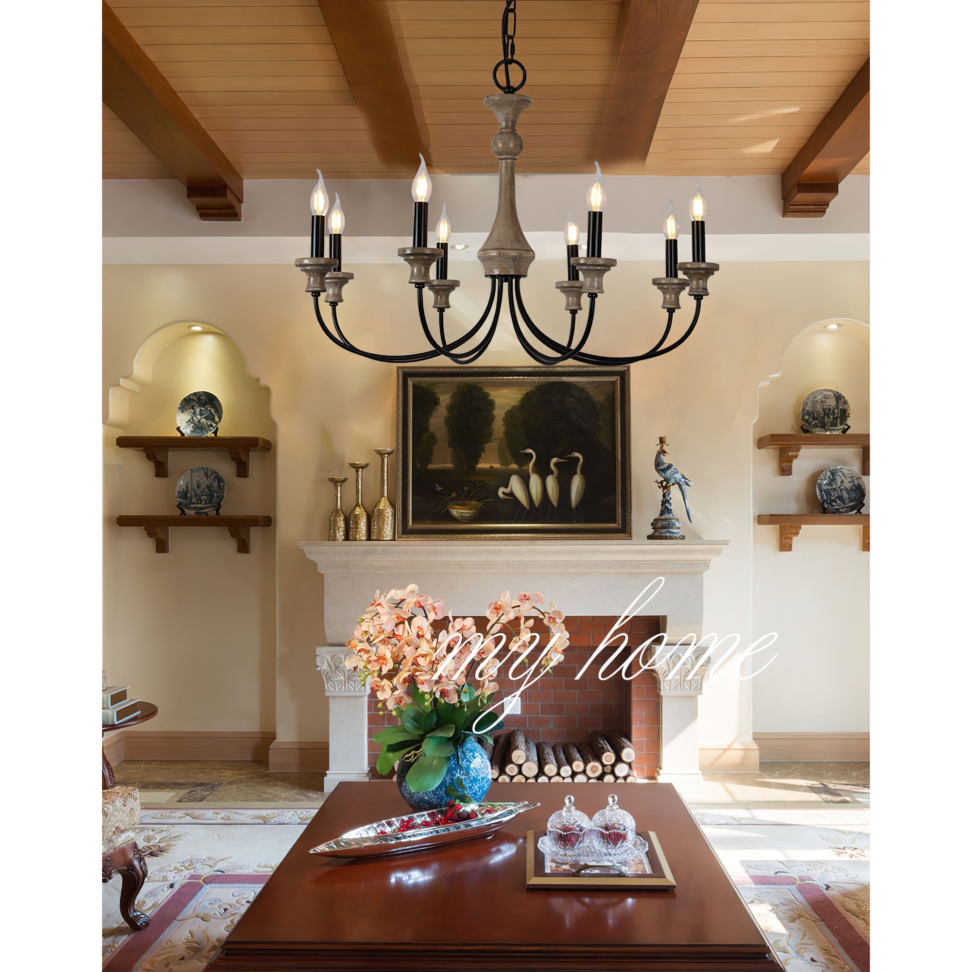 Zatheora Vintage Stardust Wooden Chandelier - Letslighting