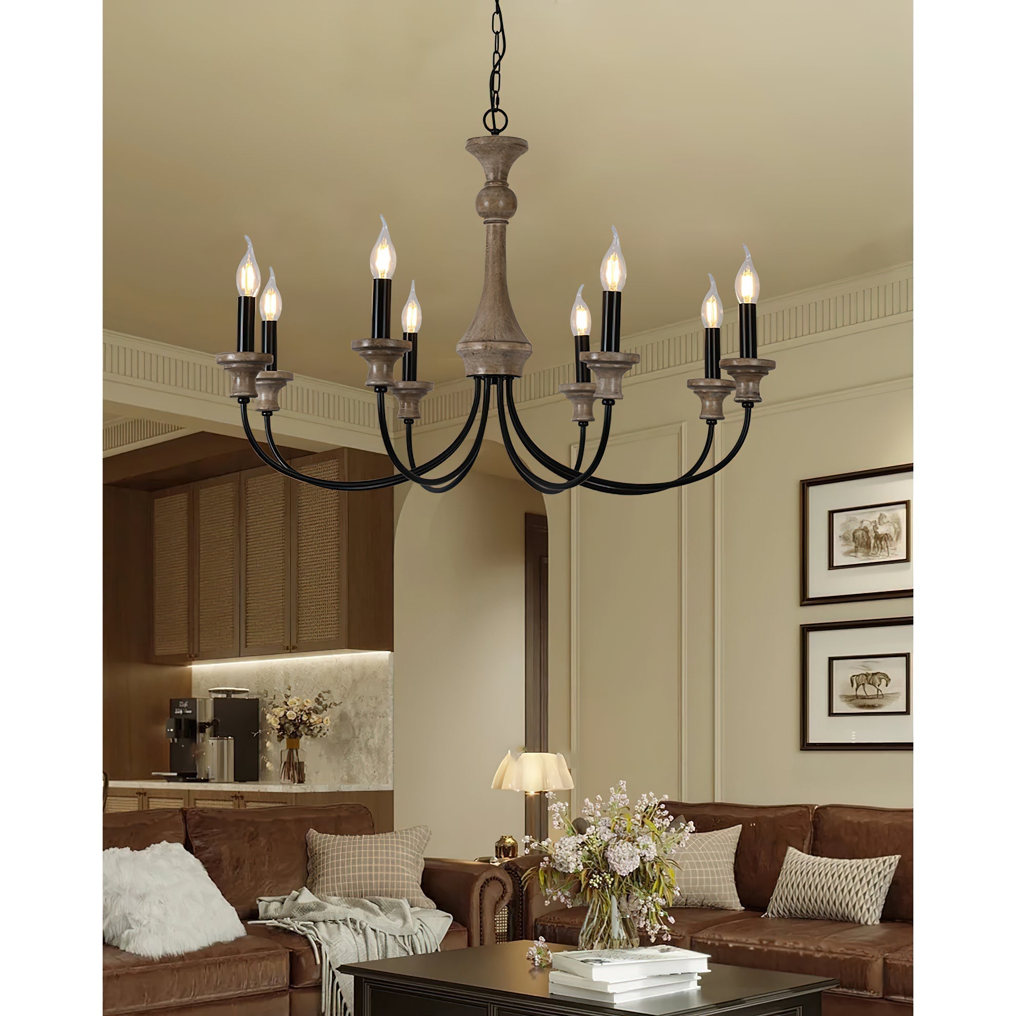 Zatheora Vintage Stardust Wooden Chandelier - Letslighting