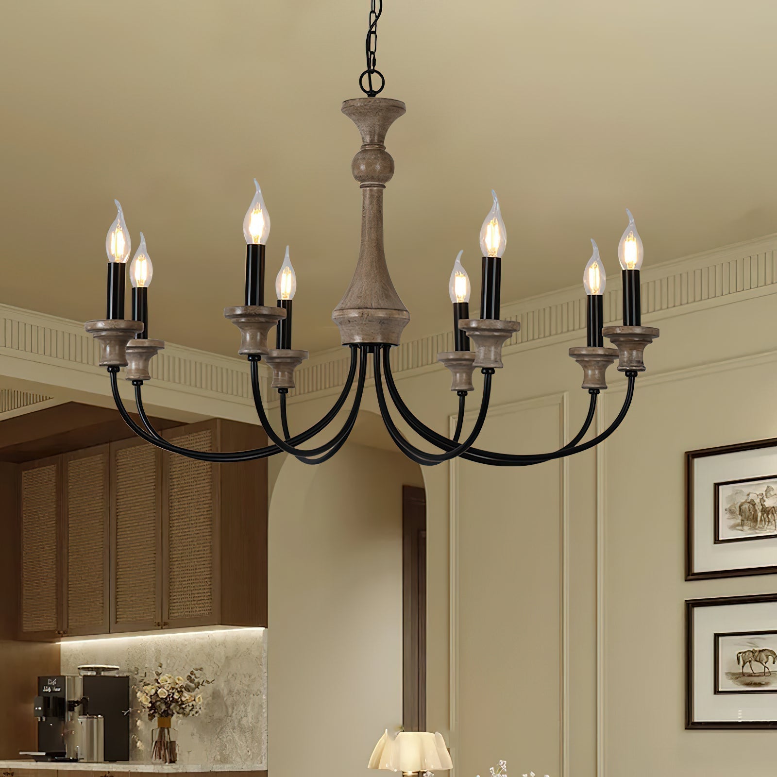 Zatheora Vintage Stardust Wooden Chandelier - Letslighting