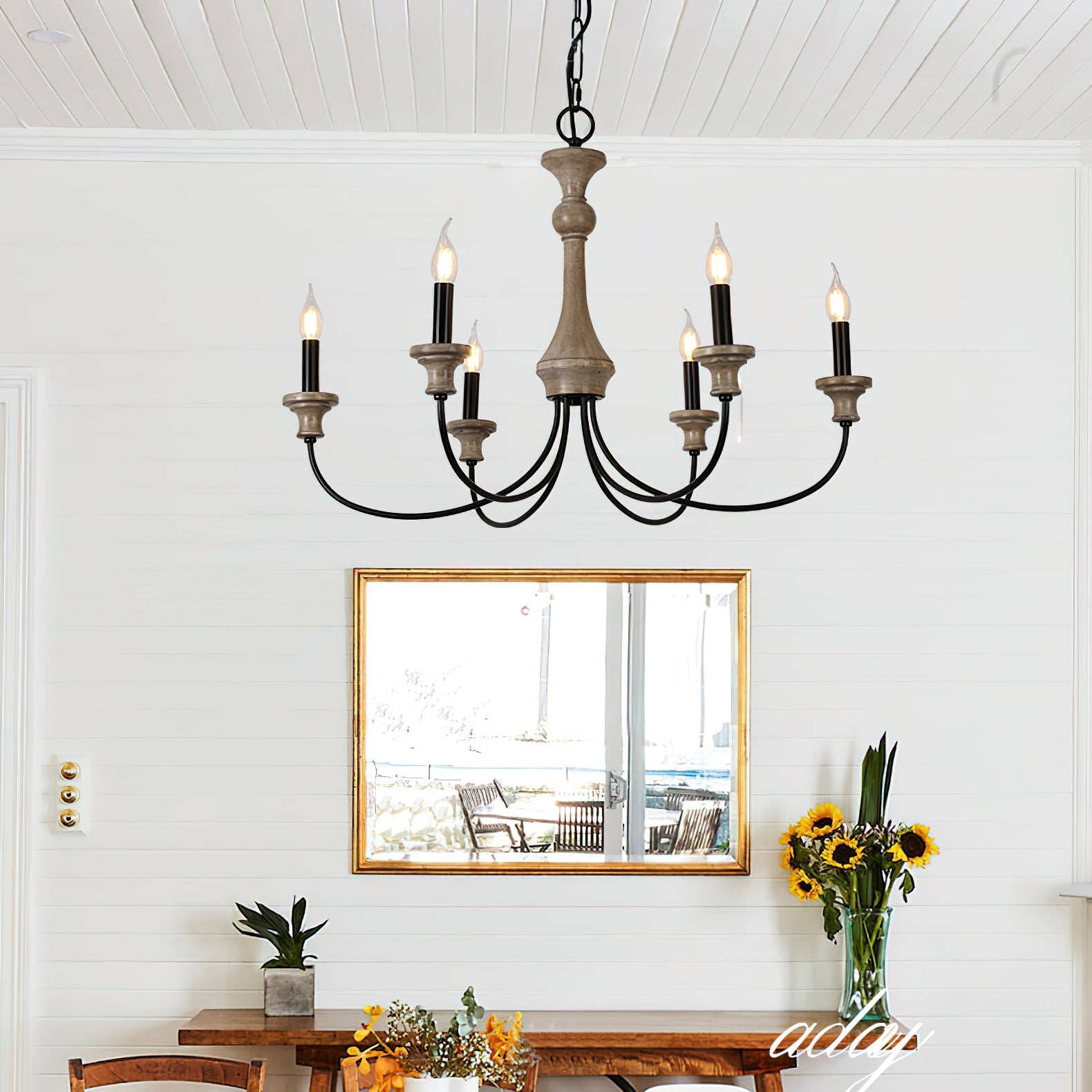 Zatheora Vintage Stardust Wooden Chandelier - Letslighting
