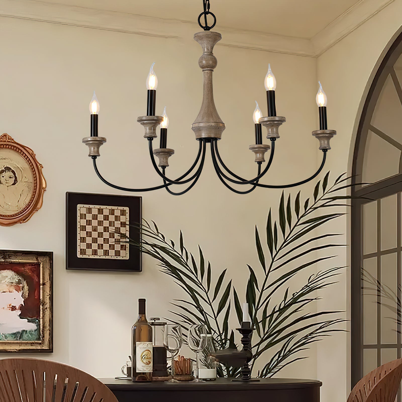 Zatheora Vintage Stardust Wooden Chandelier - Letslighting