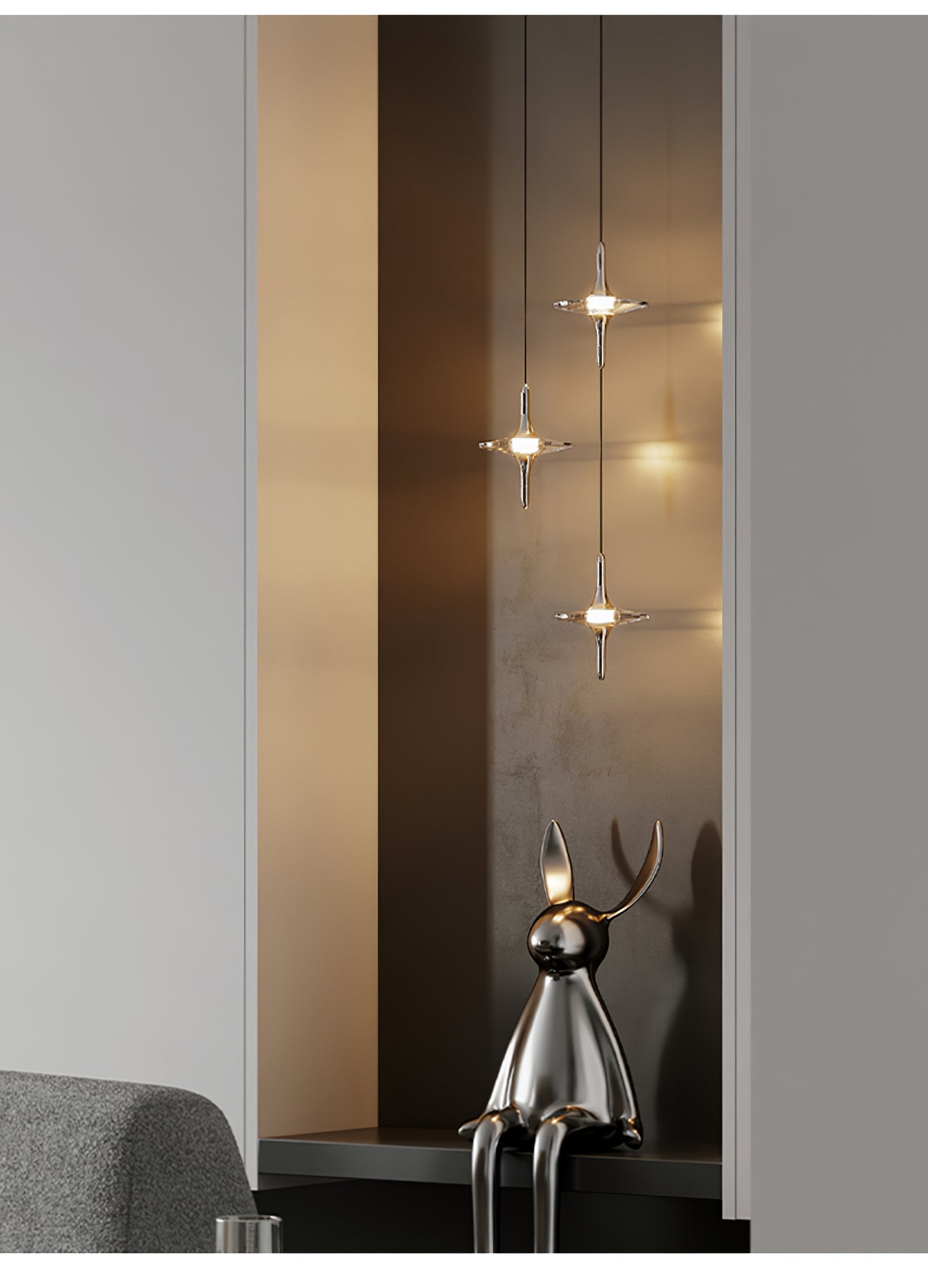 Starfall Modern Metal & Crystal Chandelier