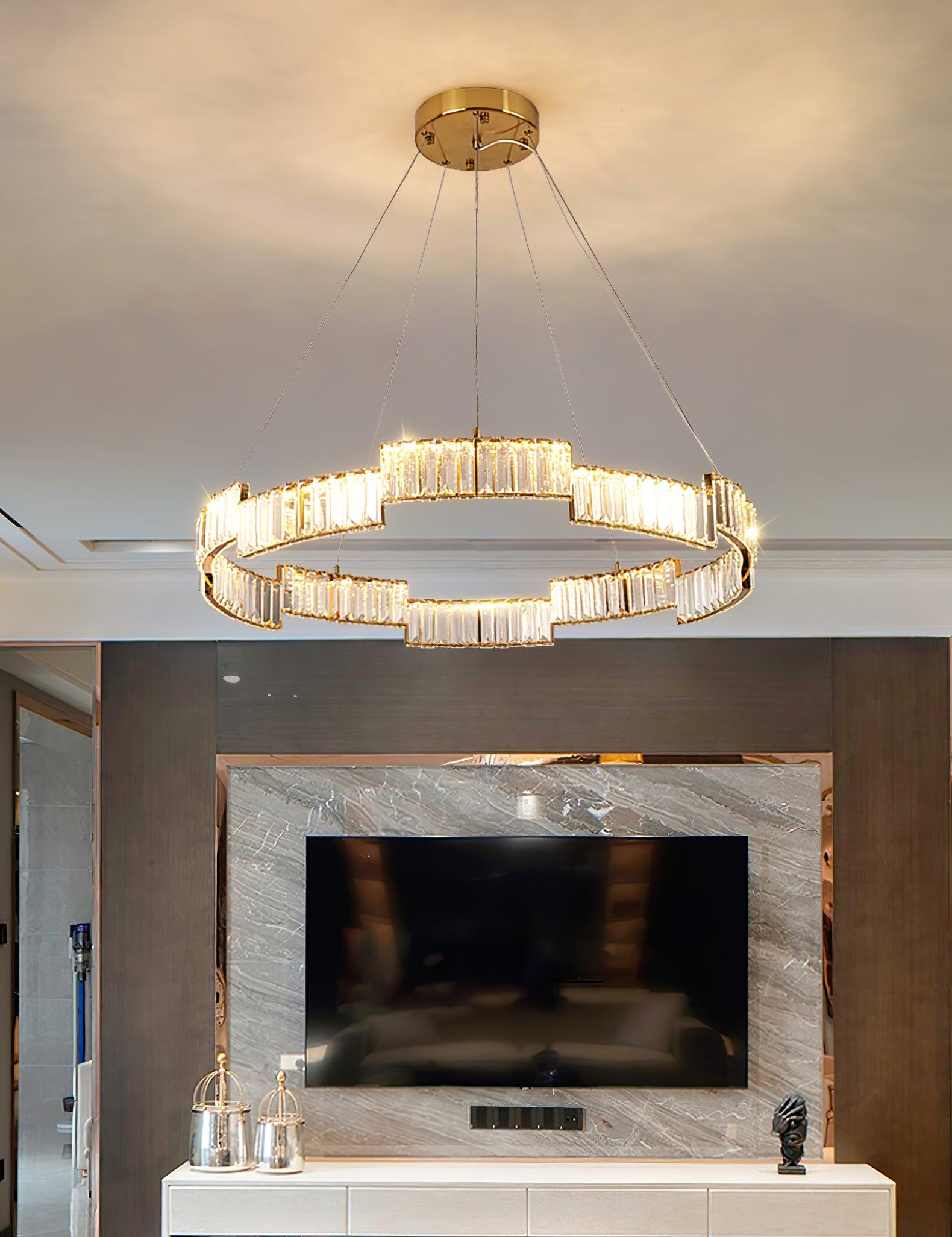 Lustra Chandelier Crystal with Gold Frame - Letslighting