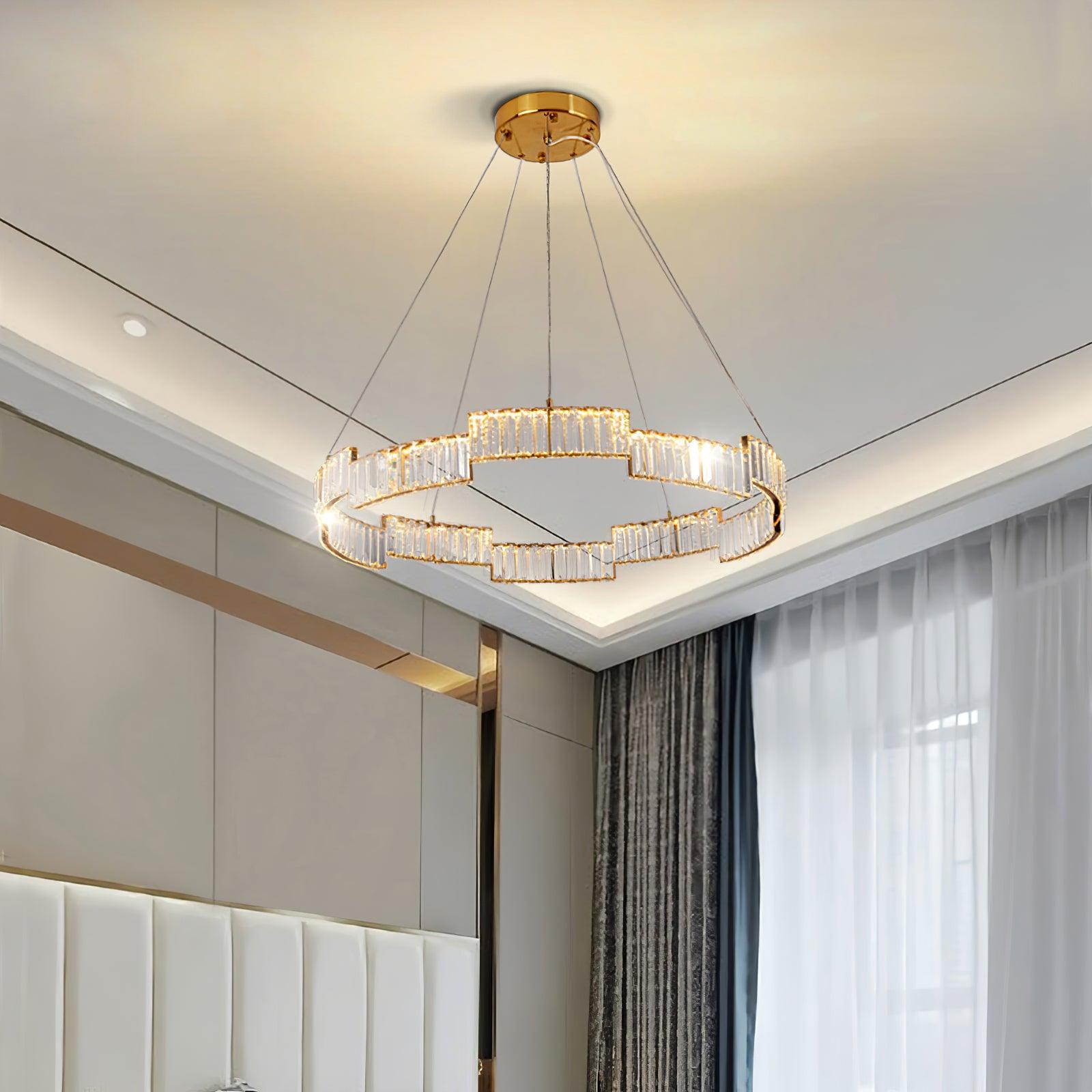 Lustra Chandelier Crystal with Gold Frame - Letslighting
