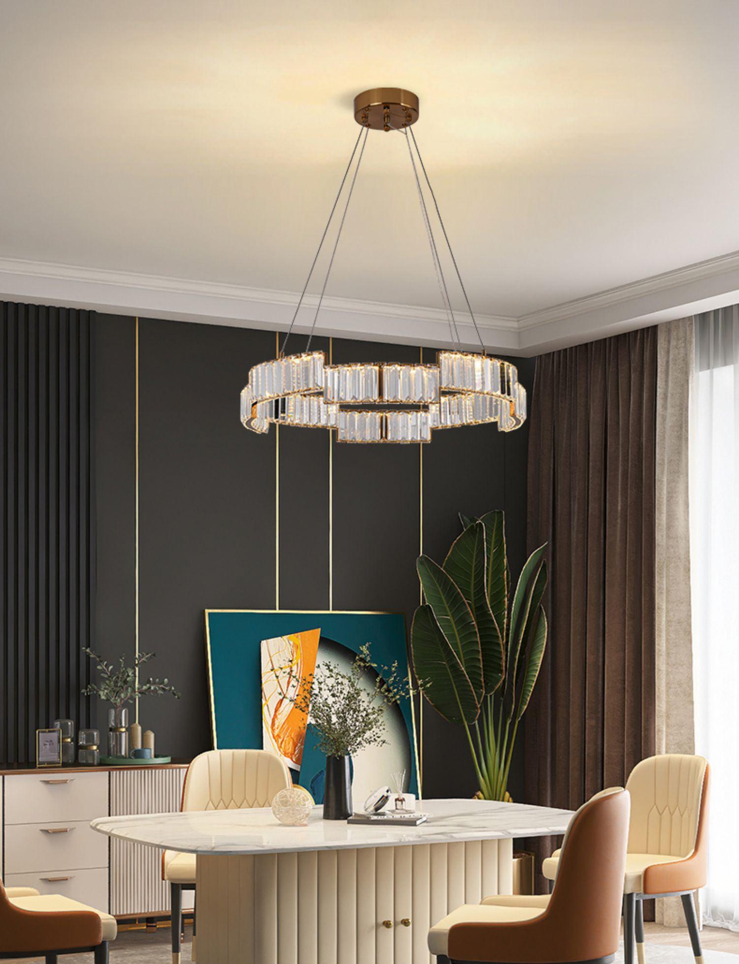 Lustra Chandelier Crystal with Gold Frame - Letslighting