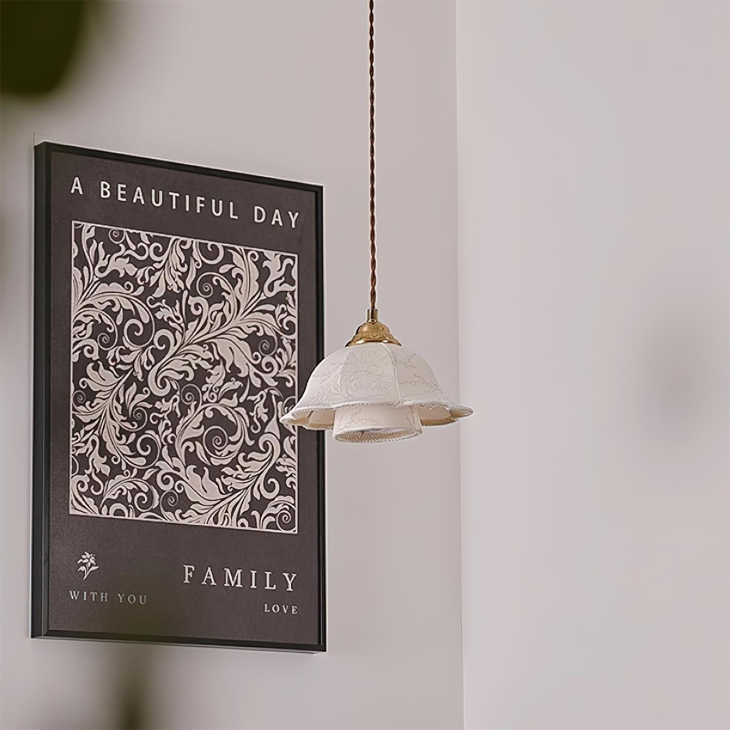 Stella Pendant Lamp Floral Fabric - Letslighting