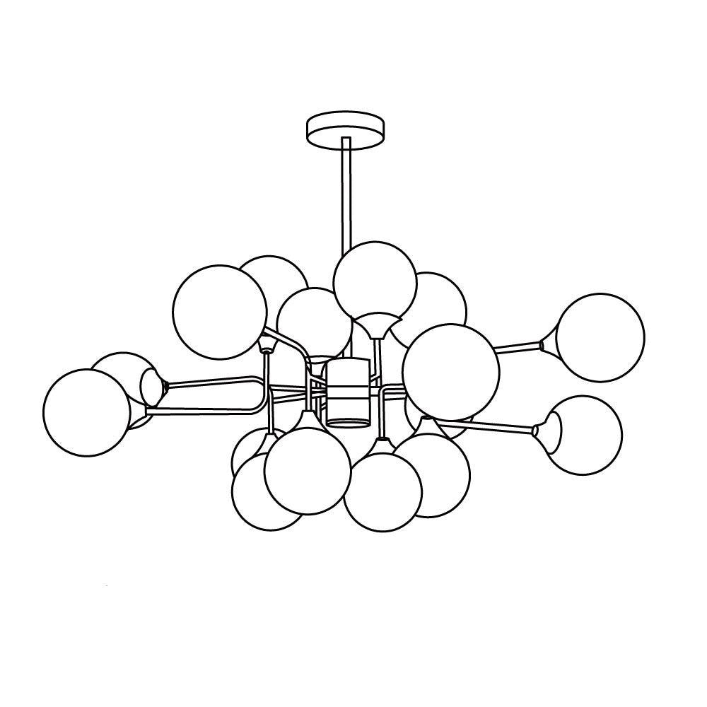 Lustra Chandelier Stilnovo Brass Black Glass - Letslighting
