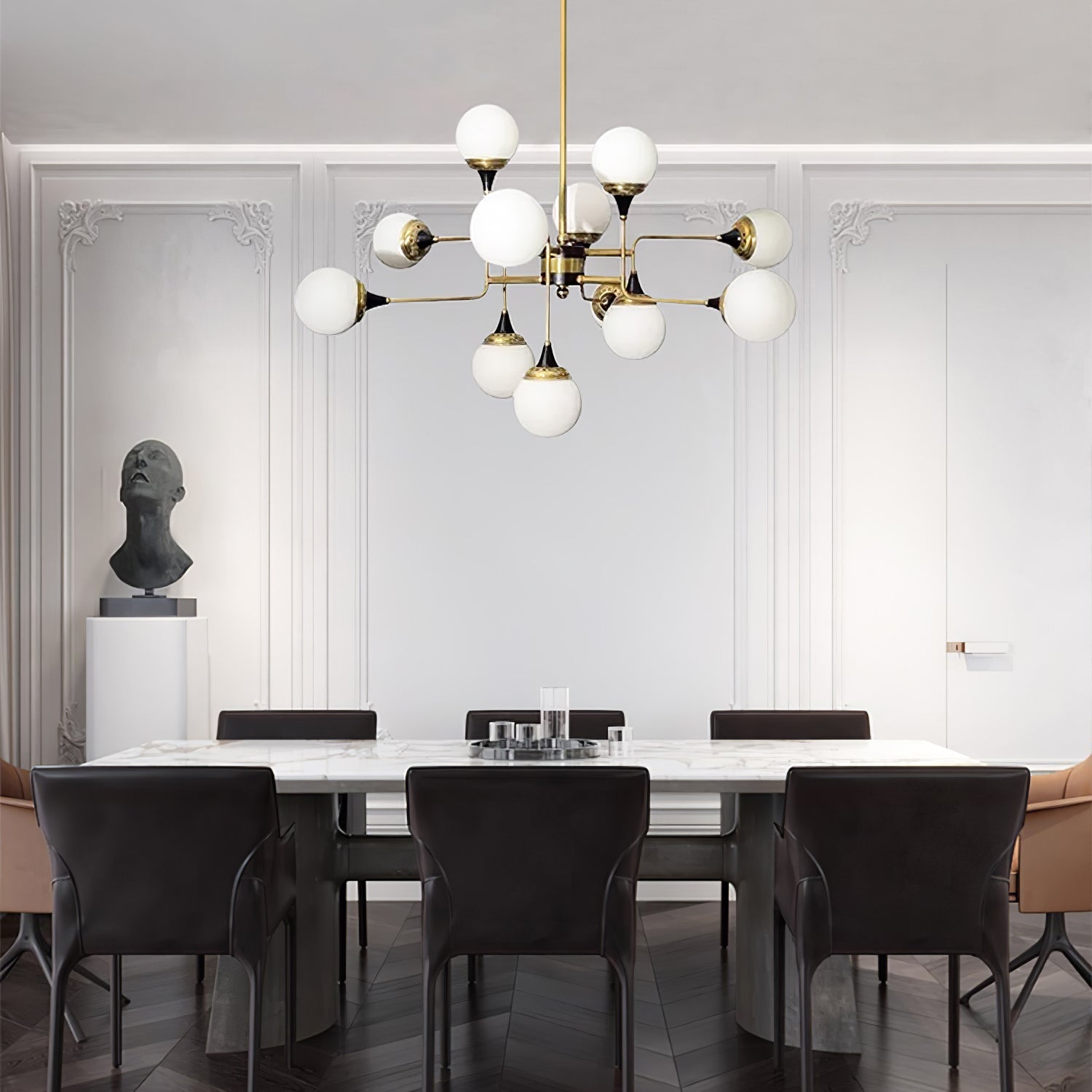 Lustra Chandelier Stilnovo Brass Black Glass - Letslighting