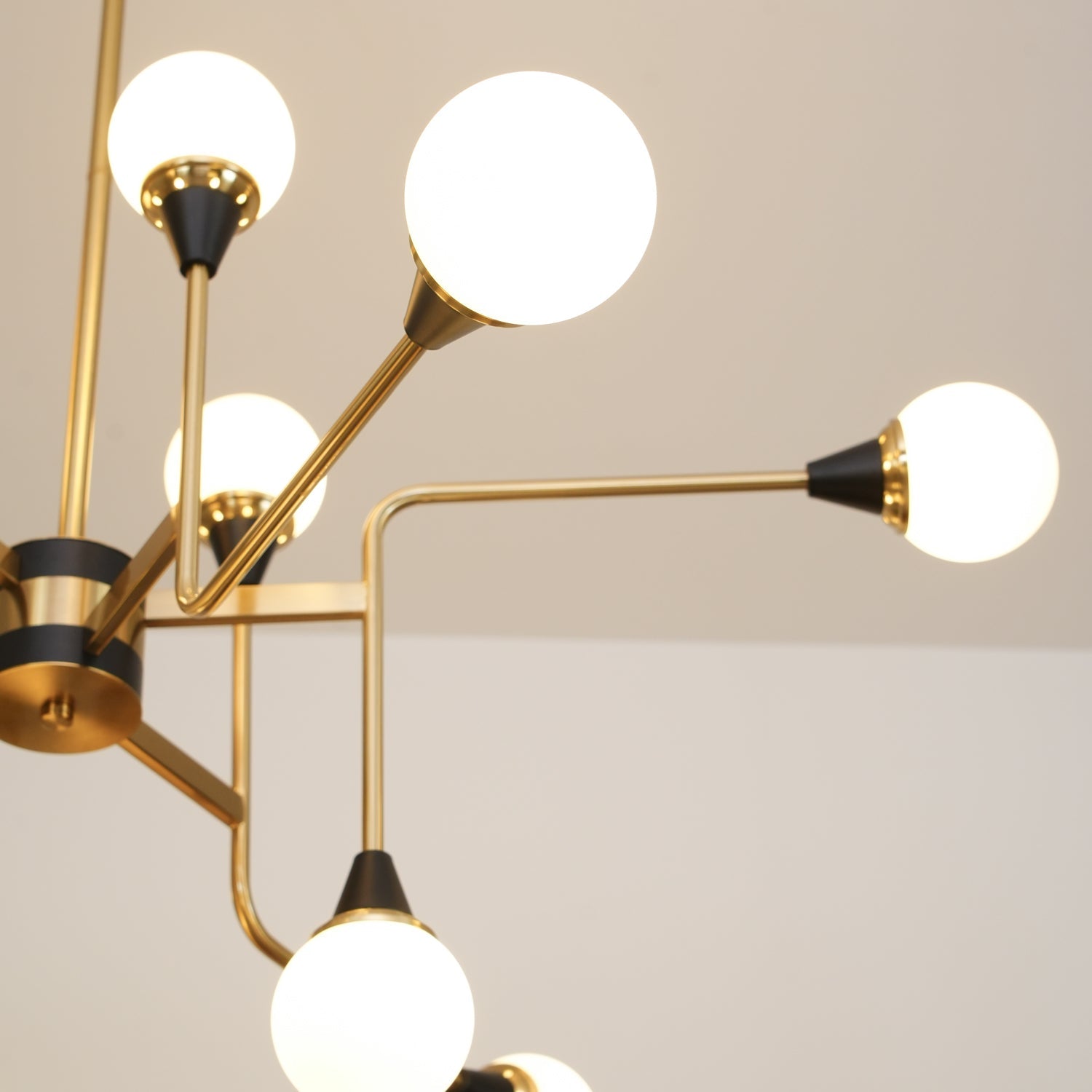 Lustra Chandelier Stilnovo Brass Black Glass - Letslighting