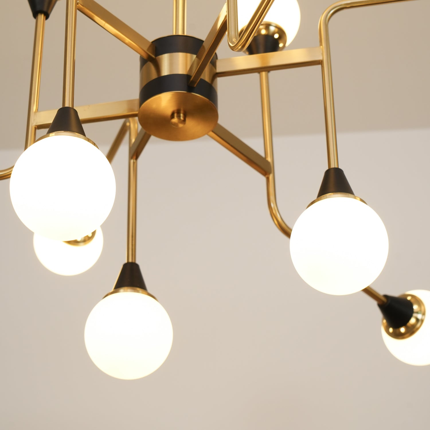 Lustra Chandelier Stilnovo Brass Black Glass - Letslighting