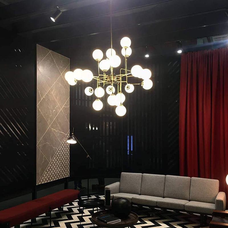 Lustra Chandelier Stilnovo Brass Black Glass - Letslighting
