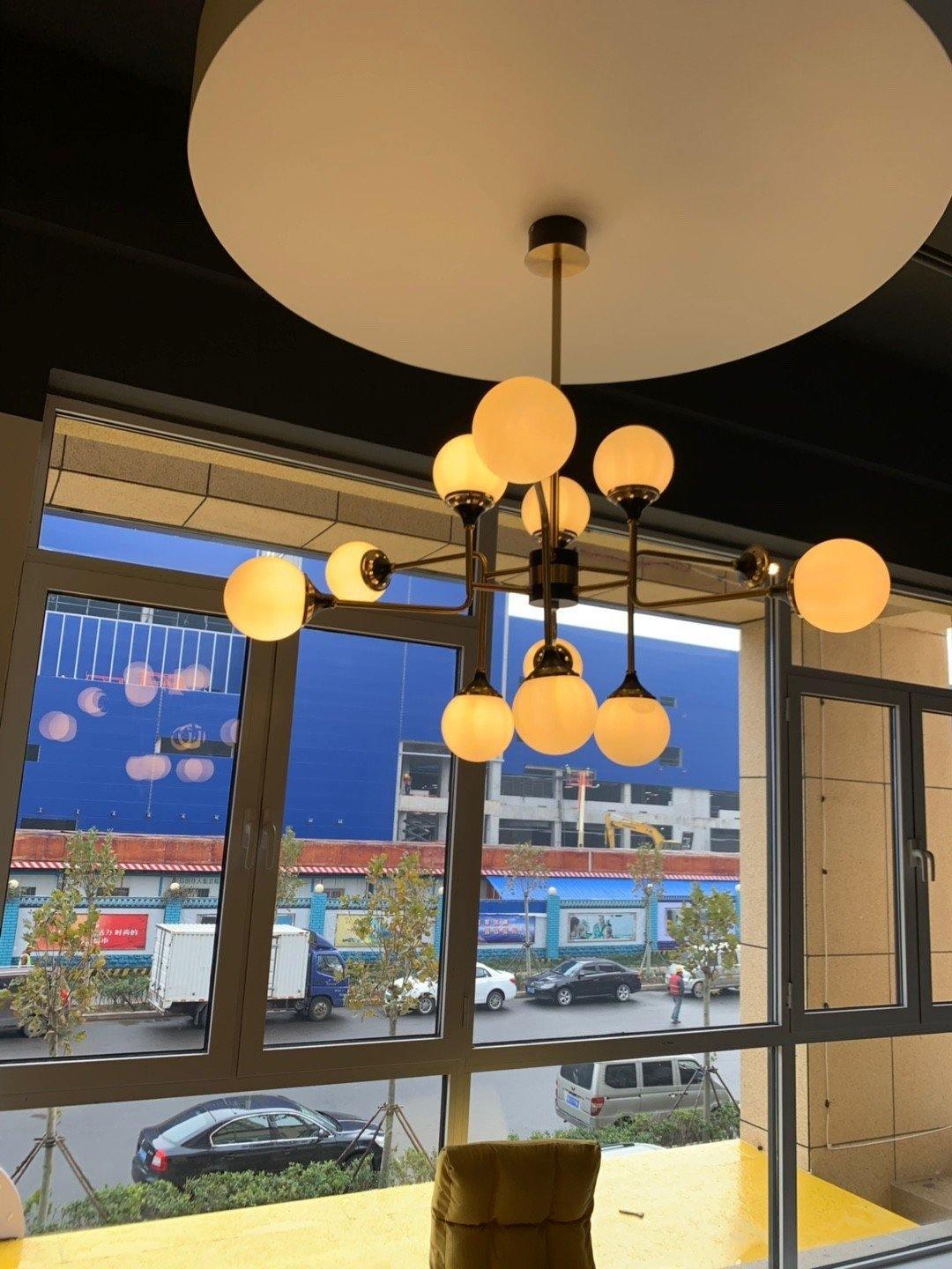 Lustra Chandelier Stilnovo Brass Black Glass - Letslighting