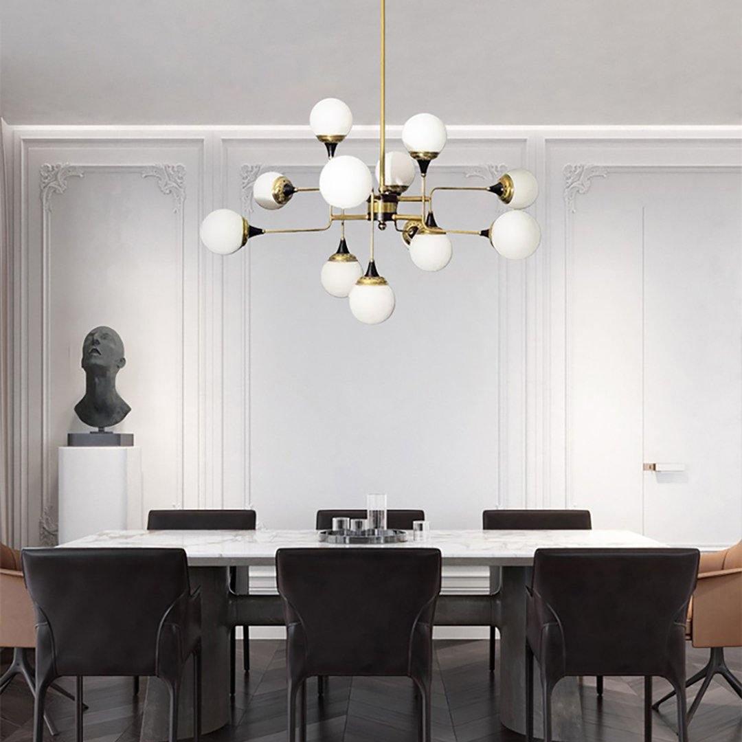 Lustra Chandelier Stilnovo Brass Black Glass - Letslighting