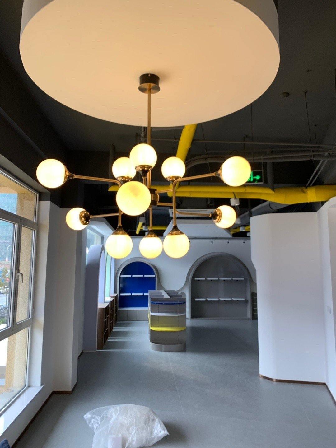 Lustra Chandelier Stilnovo Brass Black Glass - Letslighting
