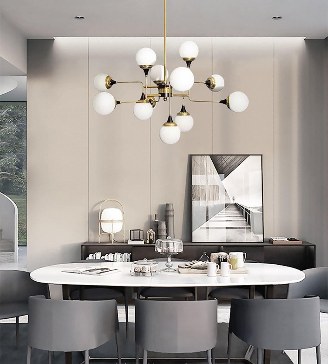 Lustra Chandelier Stilnovo Brass Black Glass - Letslighting